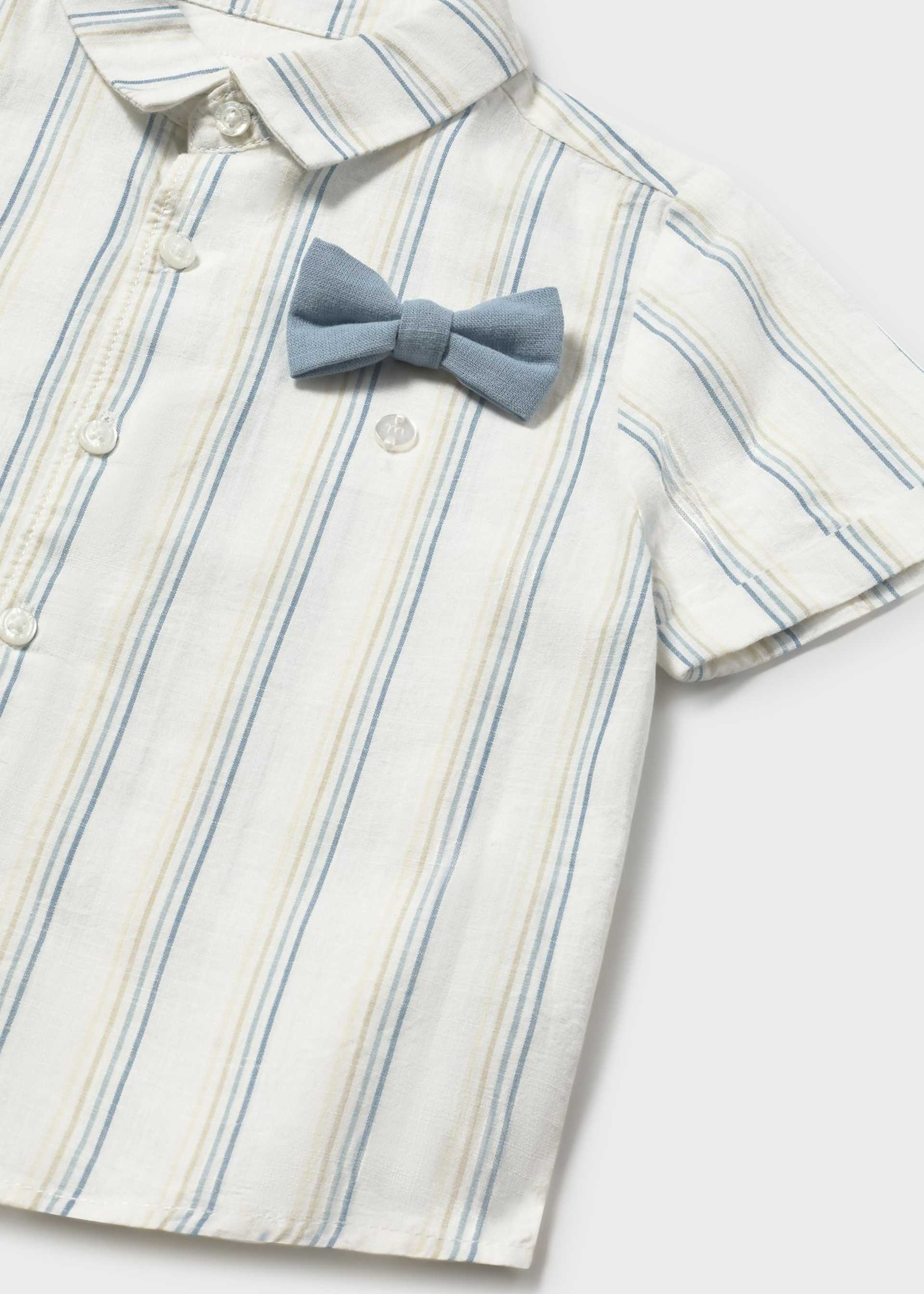 Completo pantaloncine e camicia con papillon neonato