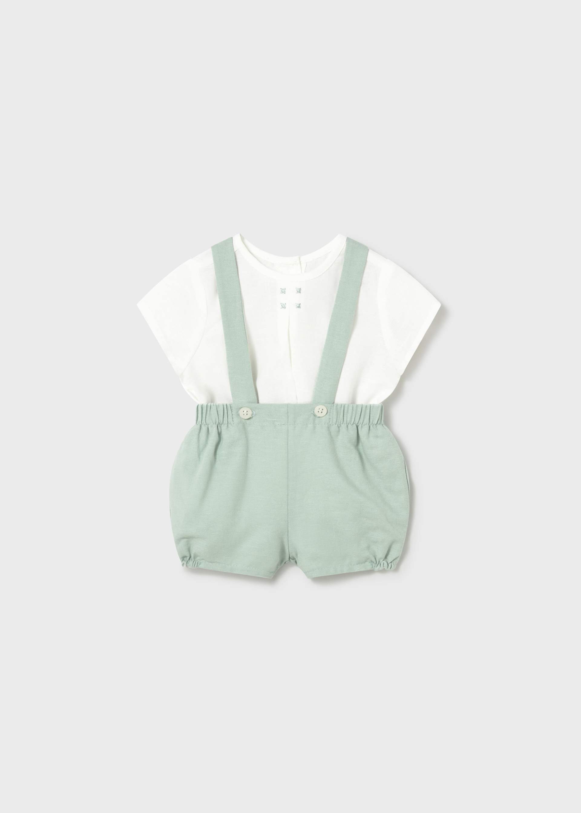 Ensemble short à bretelles et t-shirt nouveau-né