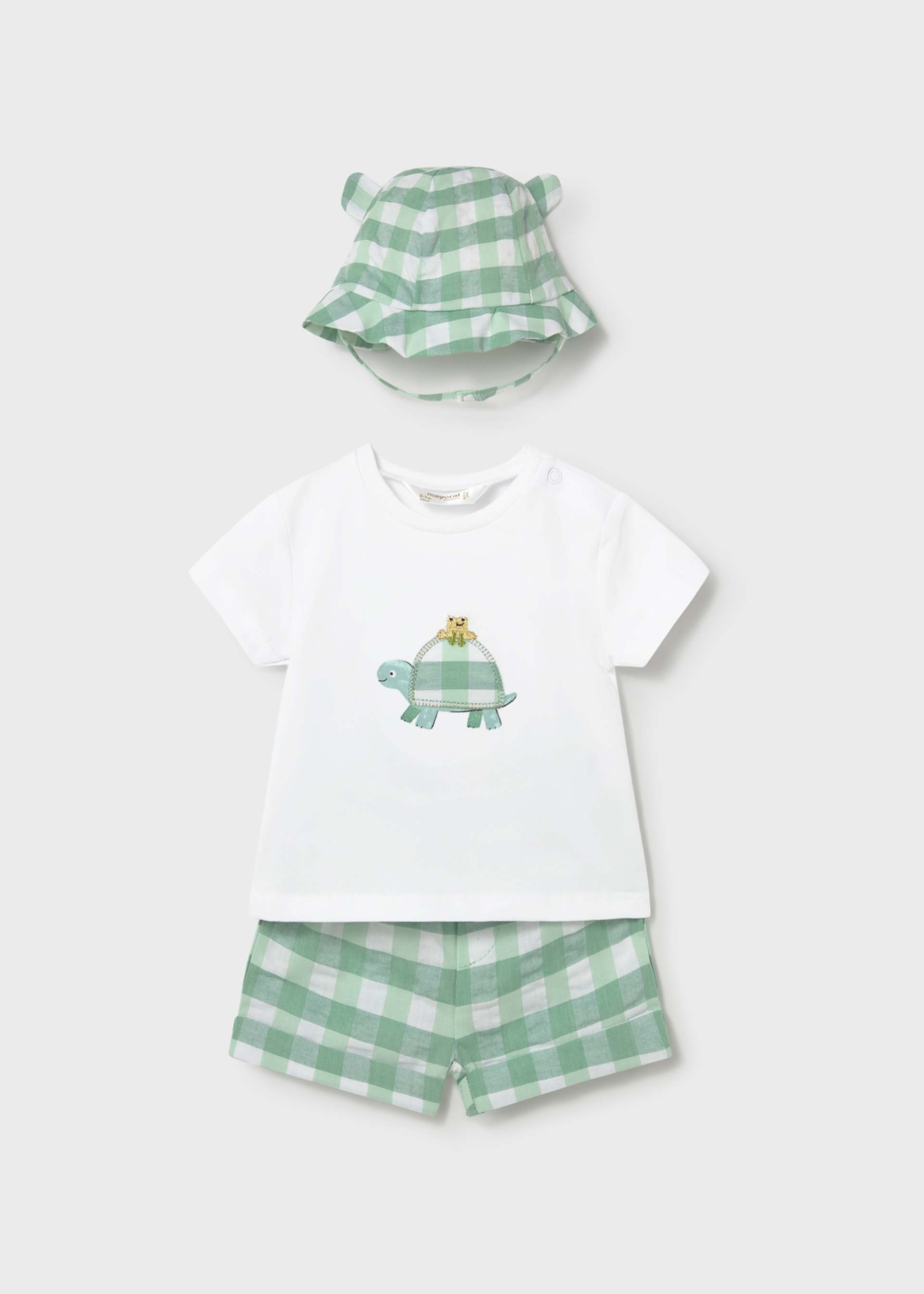 Conjunto 3 peças gorro orelhitas recém nascido