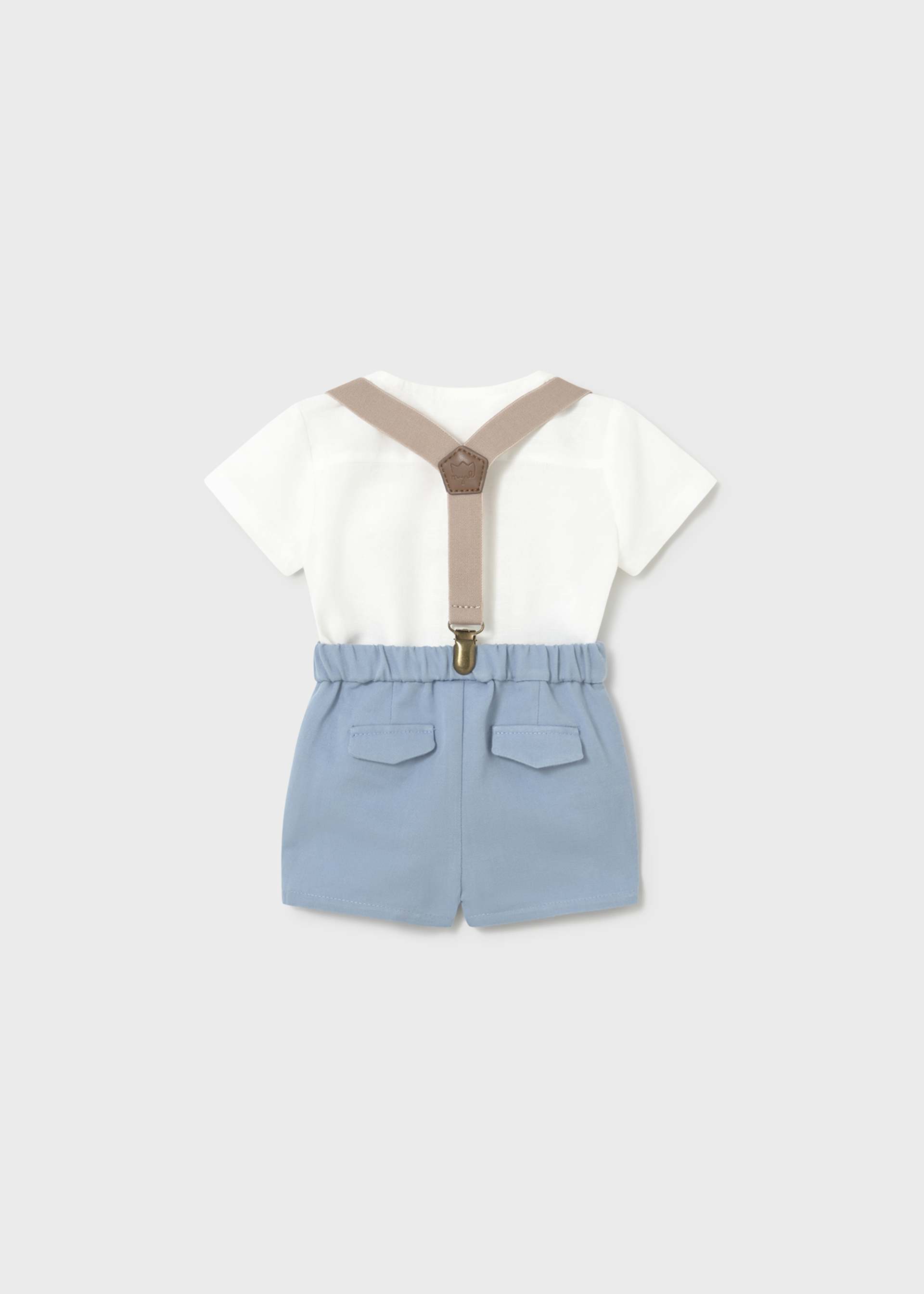 Completo pantaloncino bretelle e camicia neonato