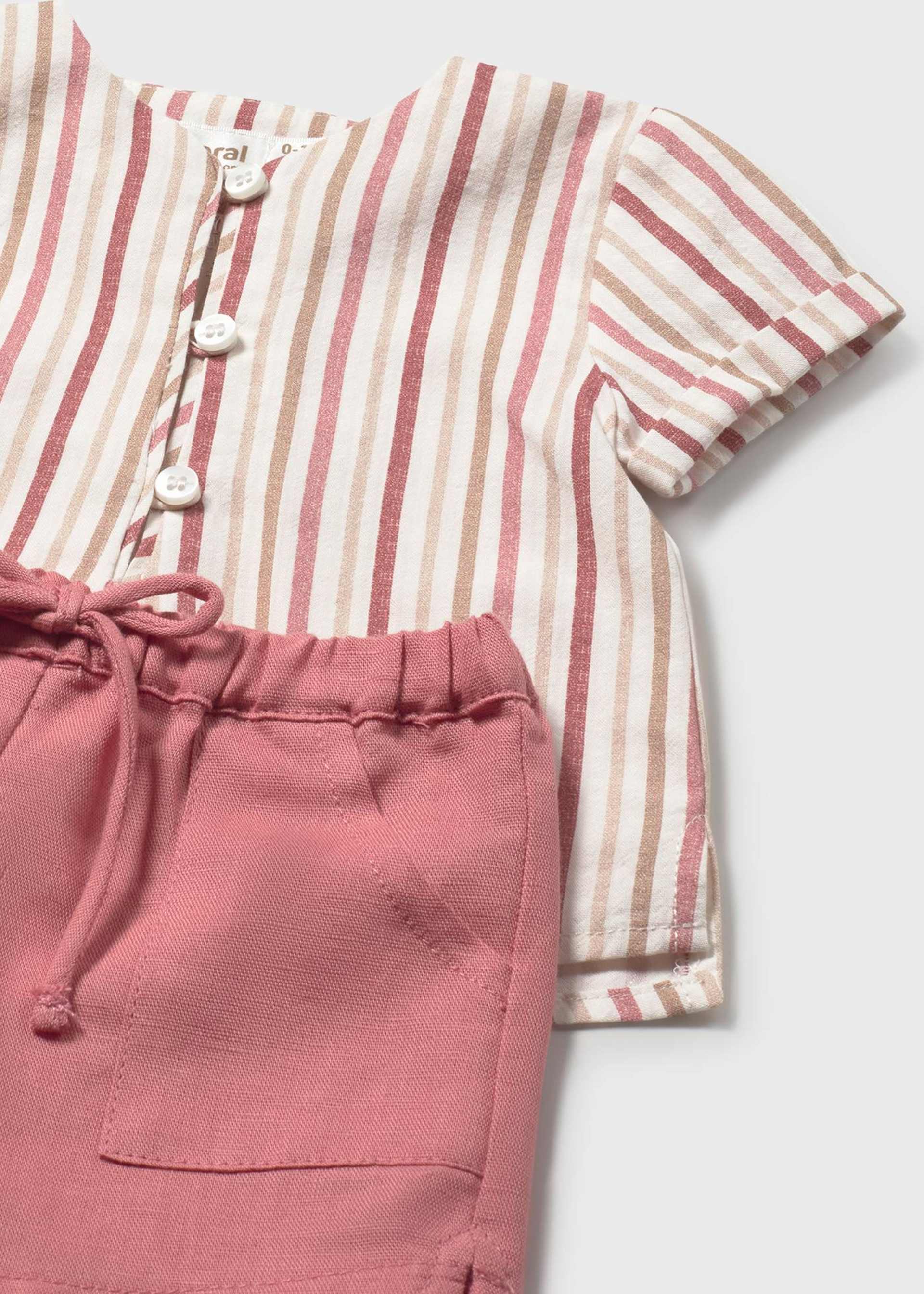 Conjunto short y camisa de rayas recién nacido