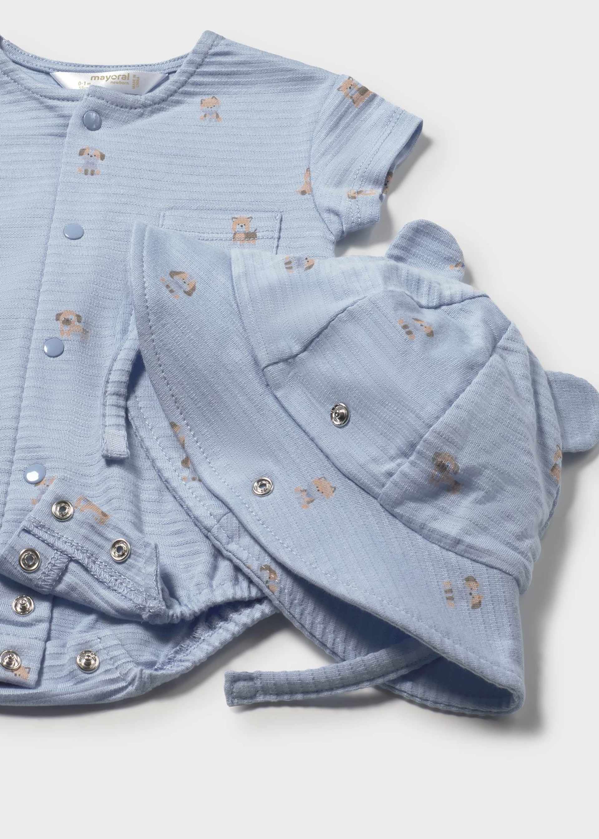 Newborn knitted baby grow and hat