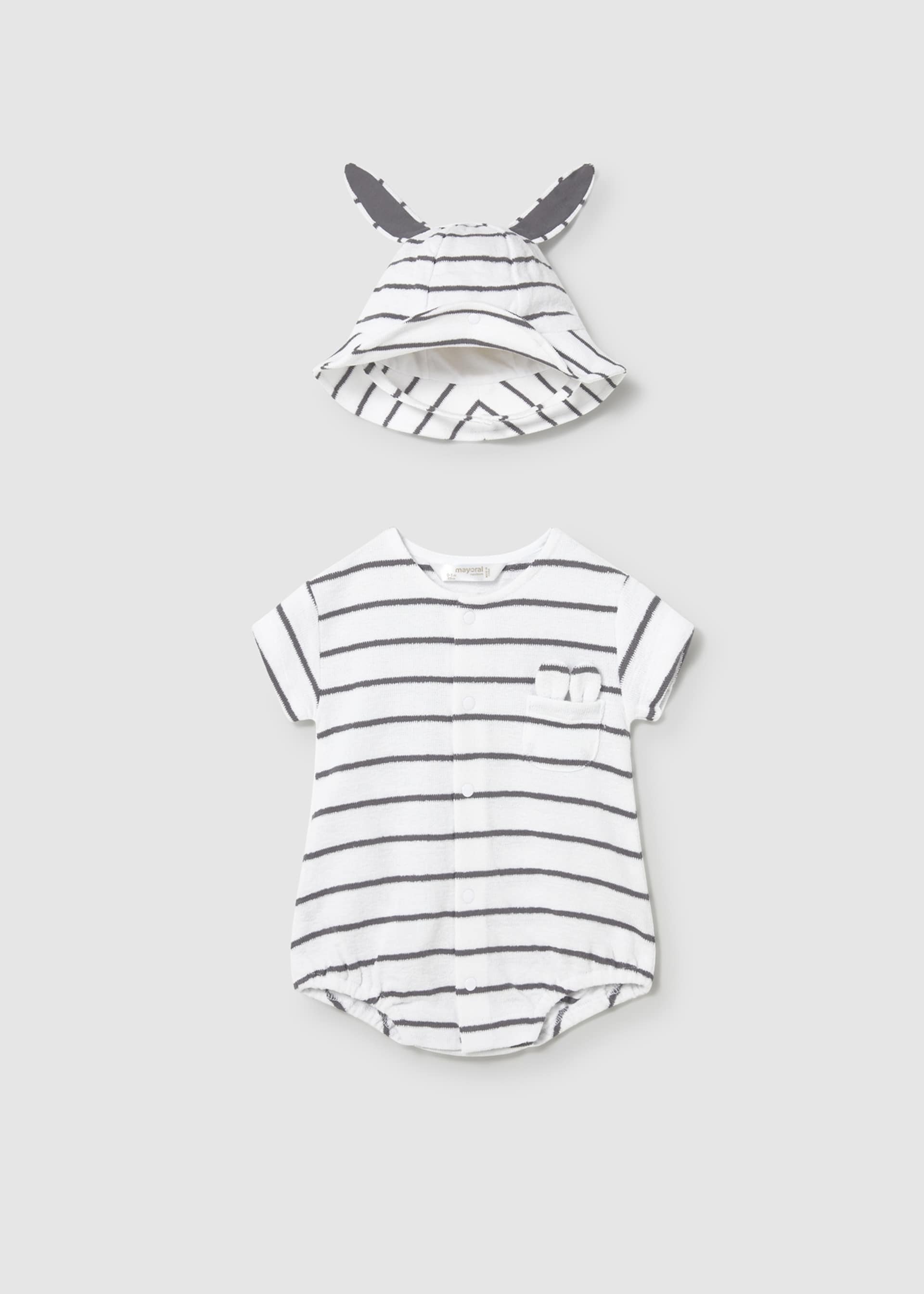 Newborn Boy Romper and Hat Set