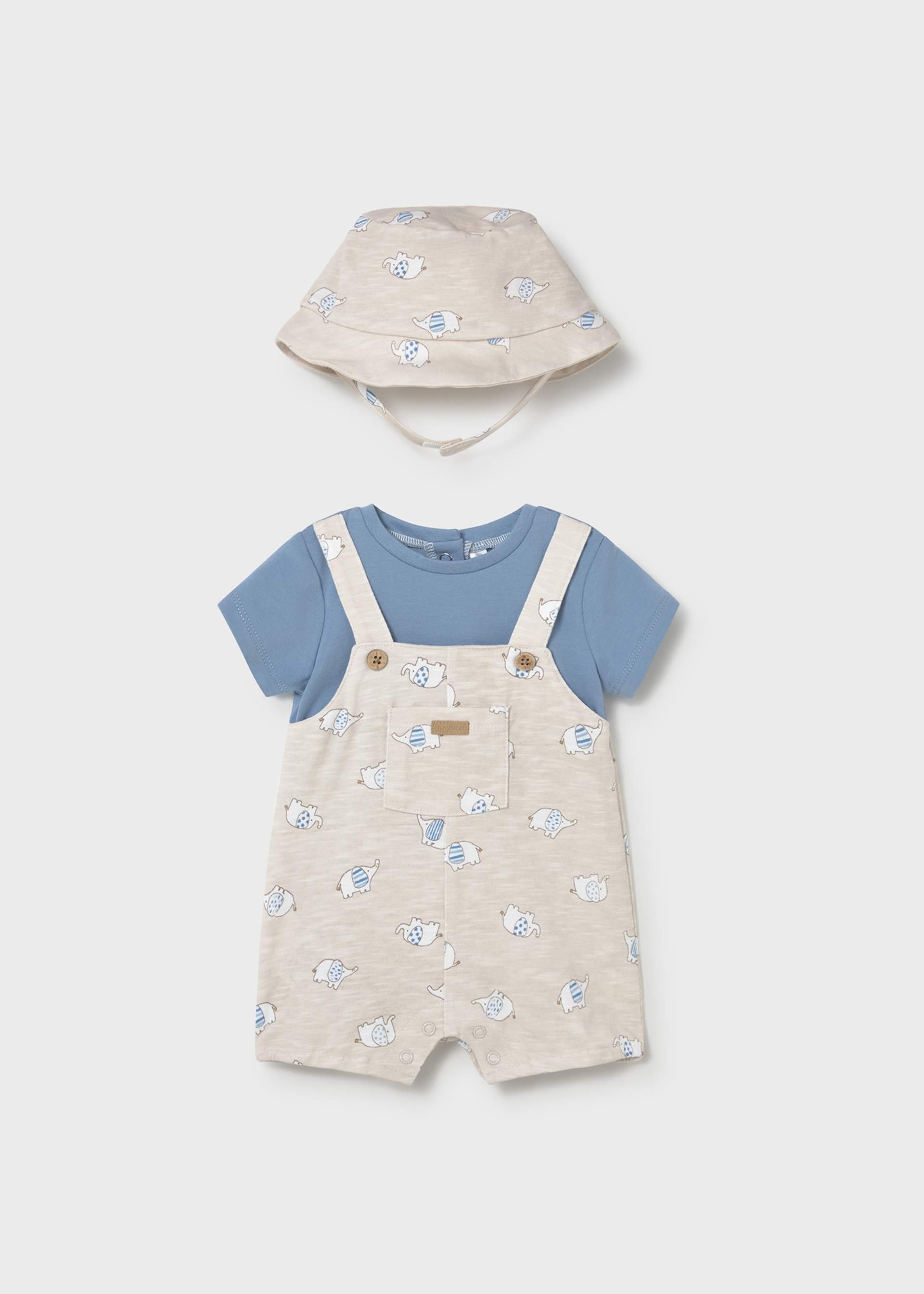 Mock dungarees with newborn hat
