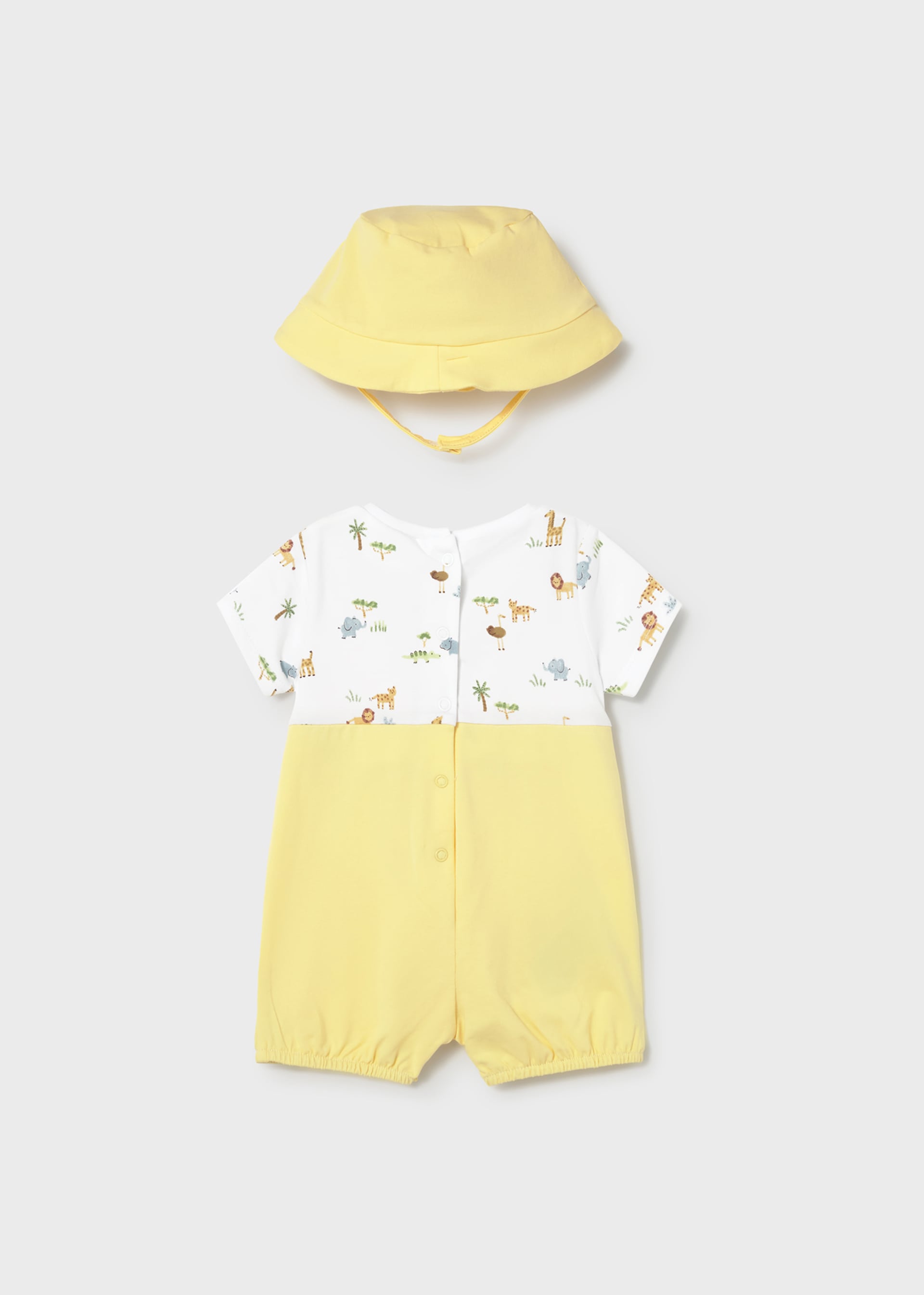 Mock dungarees with newborn hat