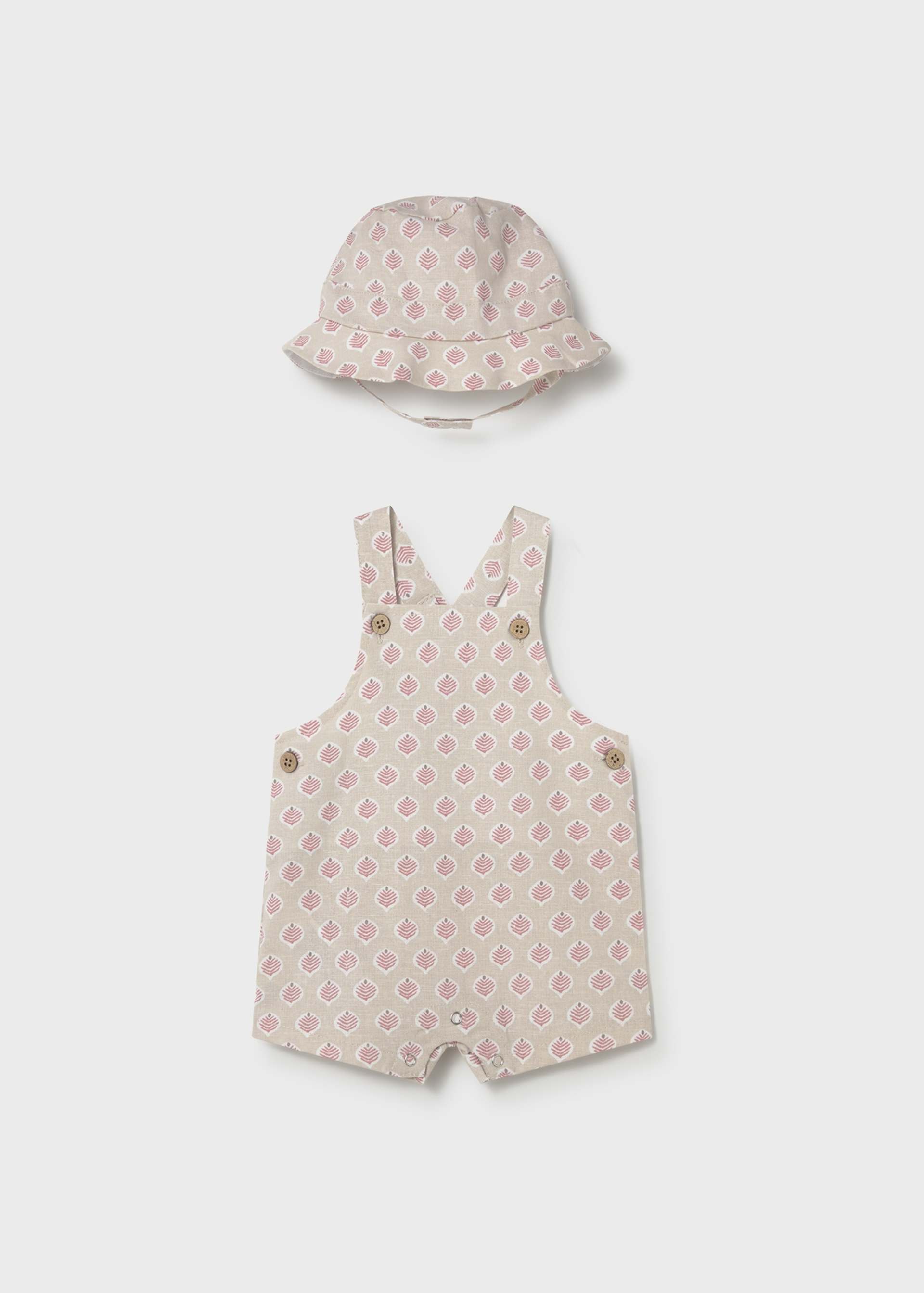 Newborn Boy Printed Dungaree and Hat Set