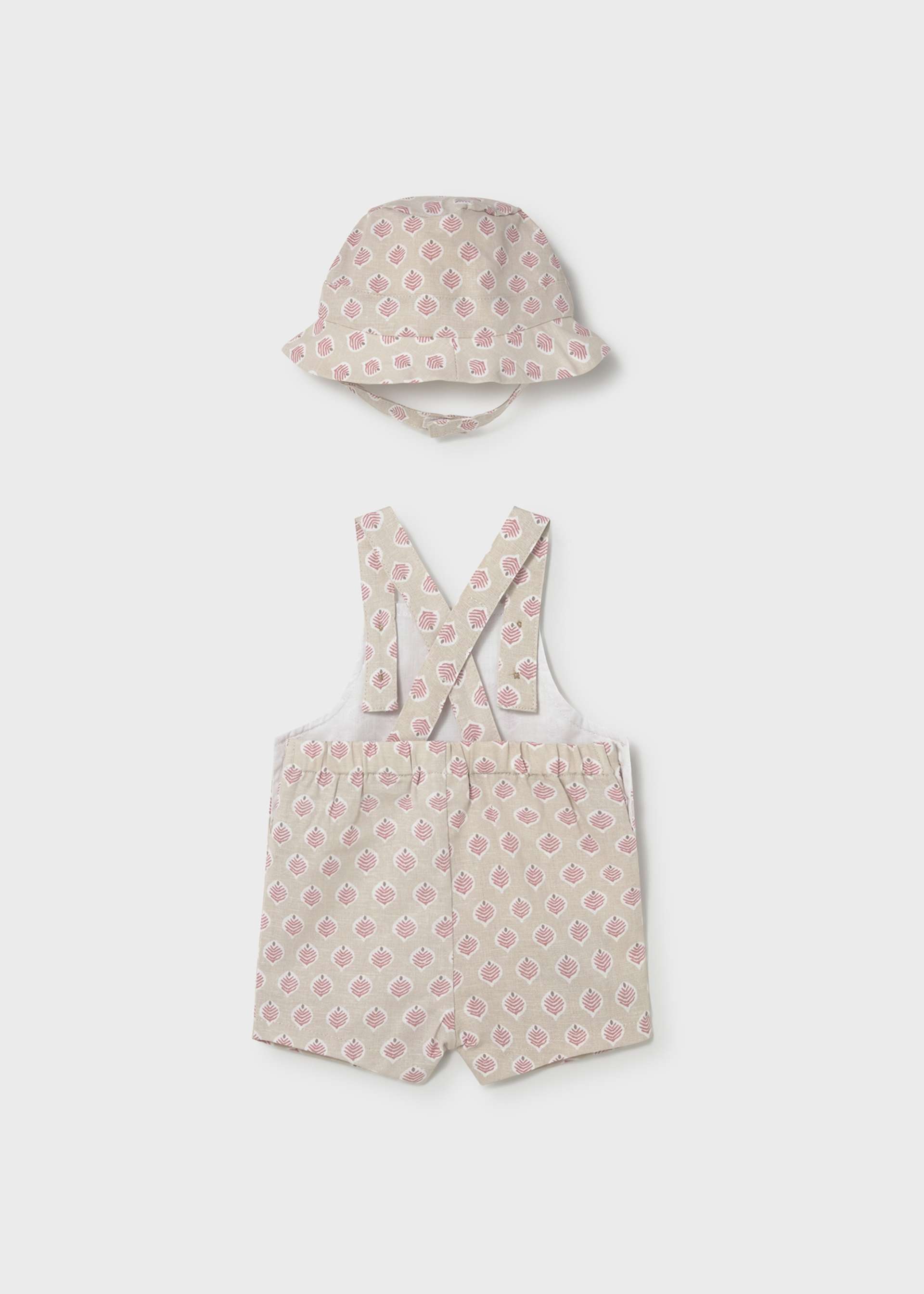 Newborn Boy Printed Dungaree and Hat Set