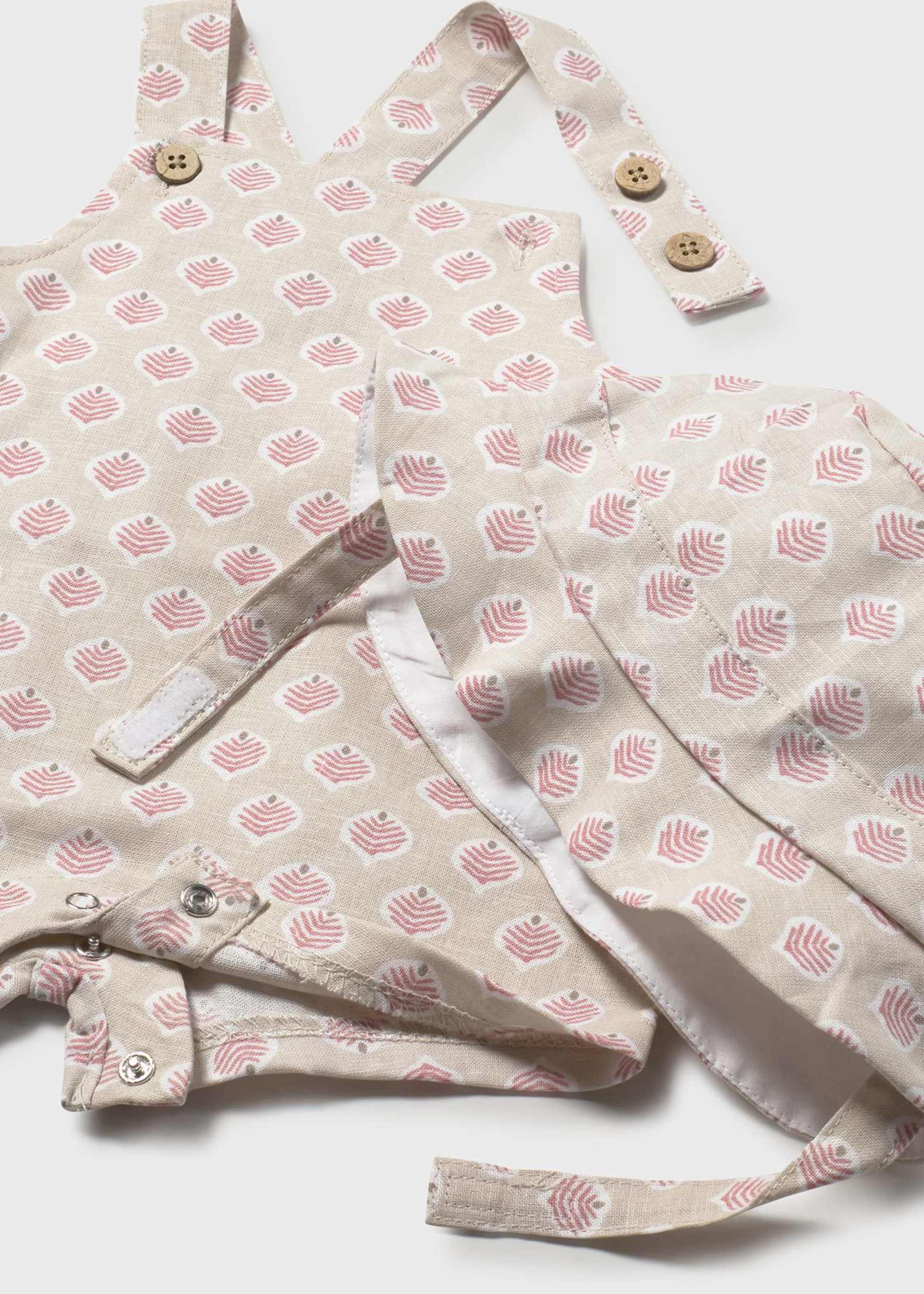 Printed dungarees with newborn hat