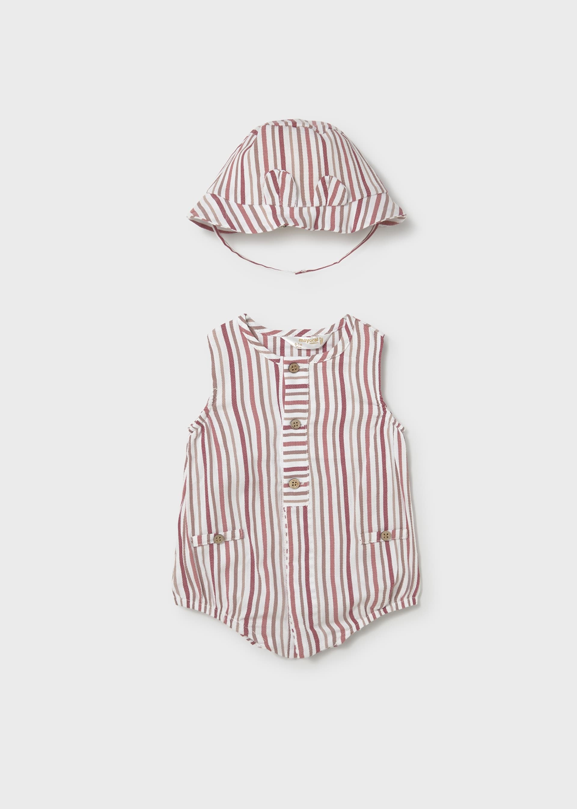Newborn Boy Printed Romper with Hat Set