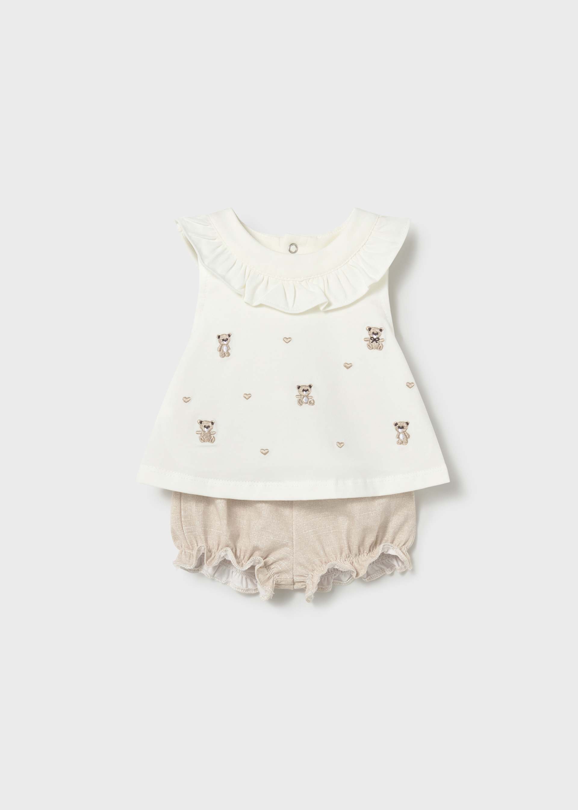 Conjunto 4 piezas cuello volante recién nacida