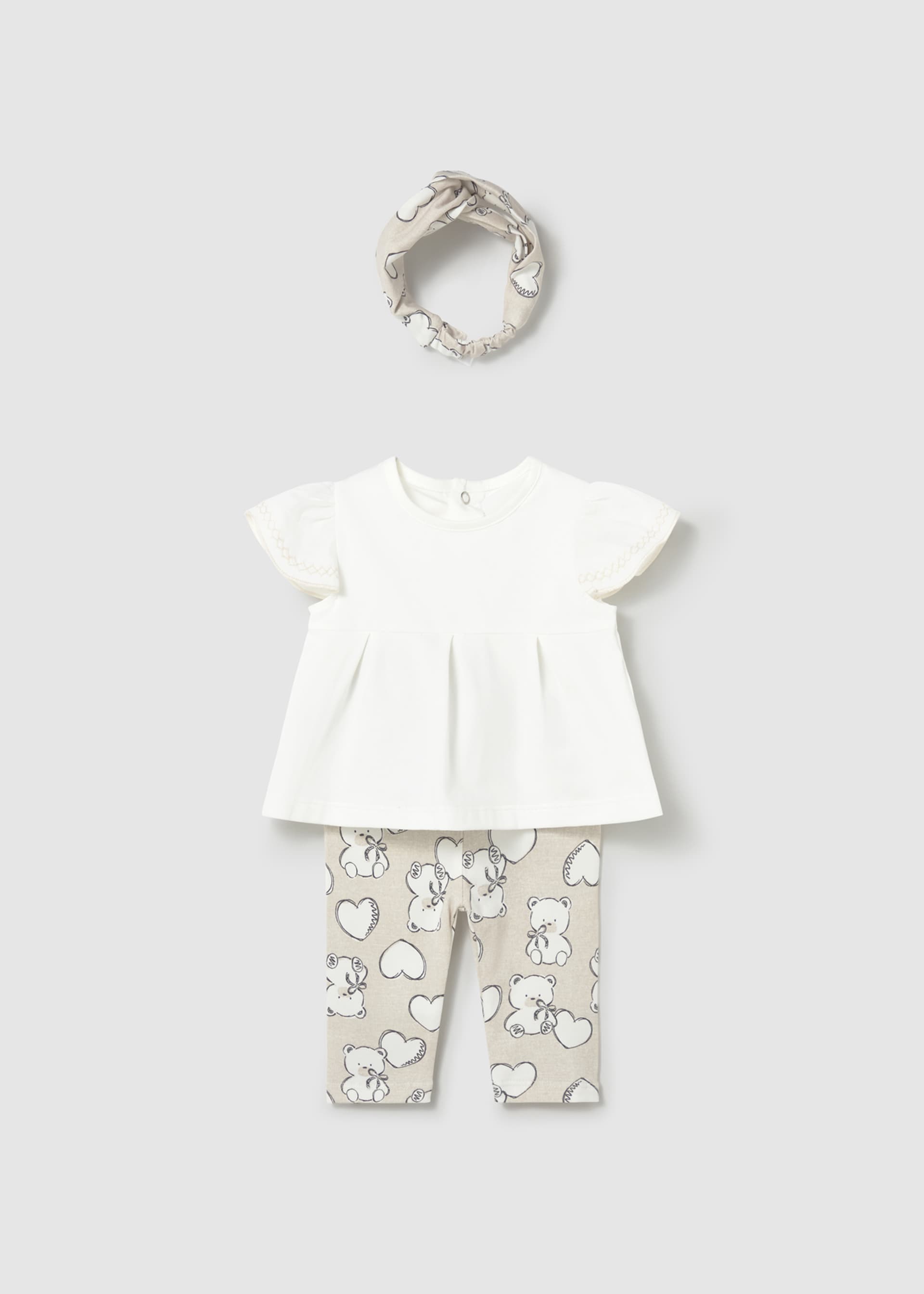 Completo leggings stampata con fascia neonata