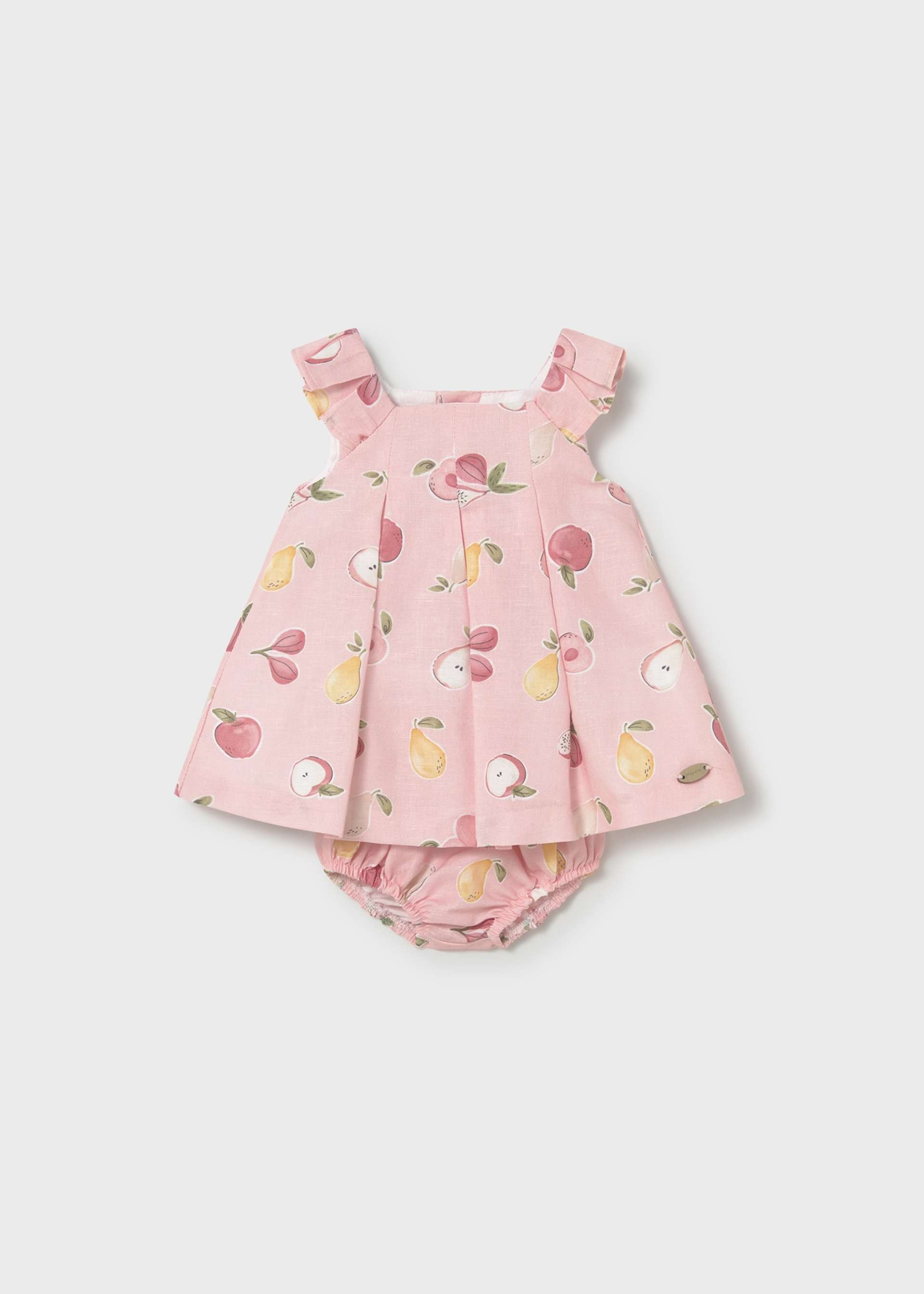 Vestito stampato in lino con copripannolino neonata