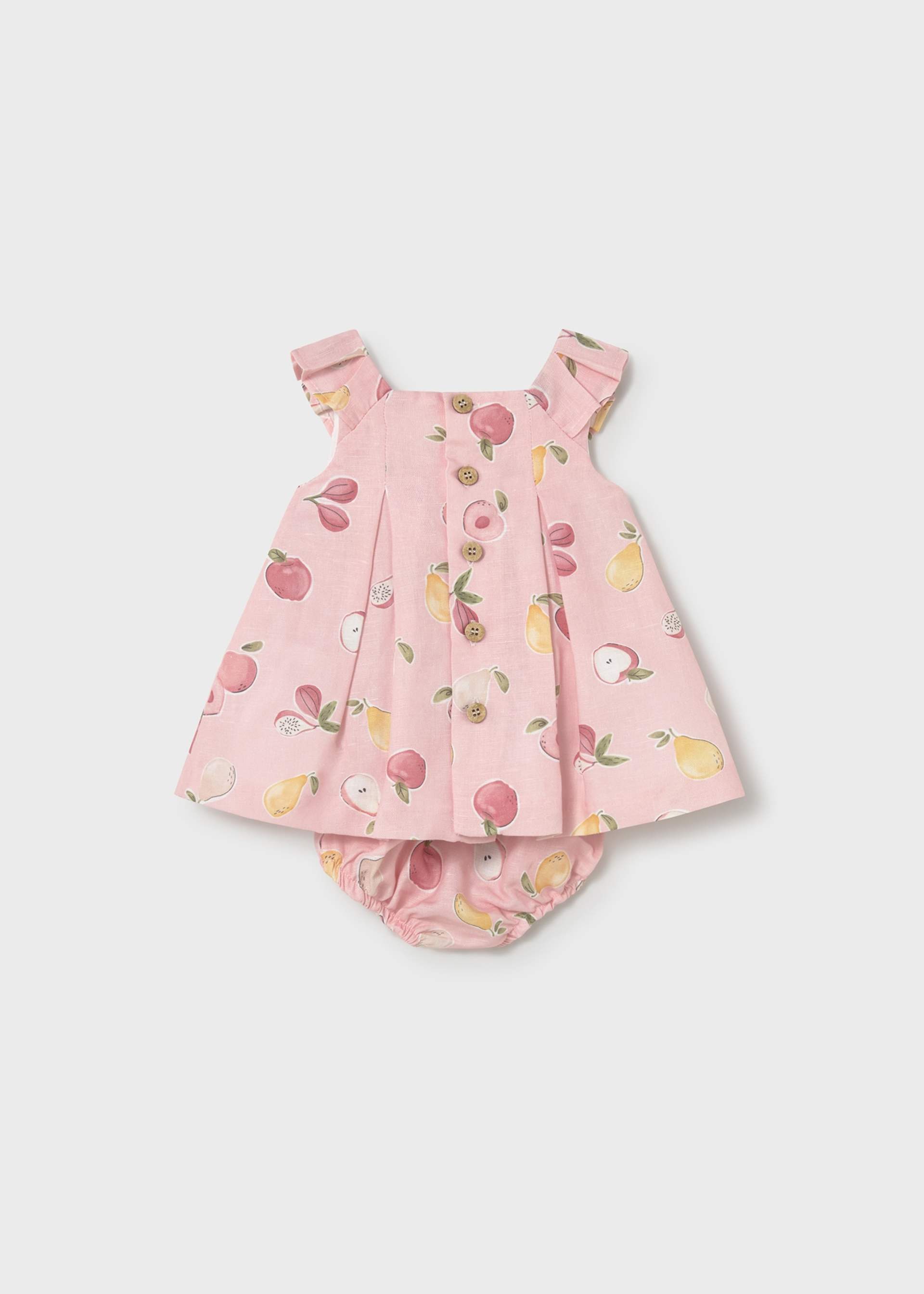 Vestito stampato in lino con copripannolino neonata