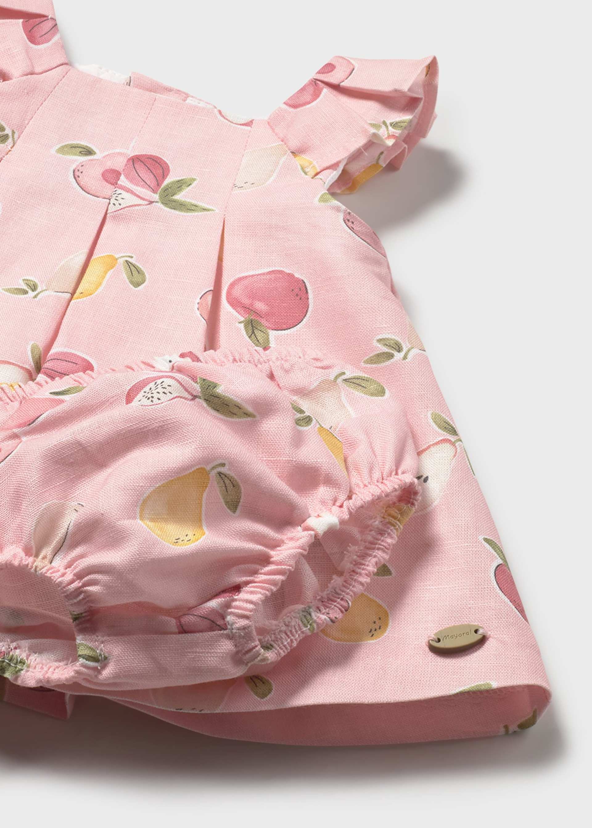 Vestito stampato in lino con copripannolino neonata