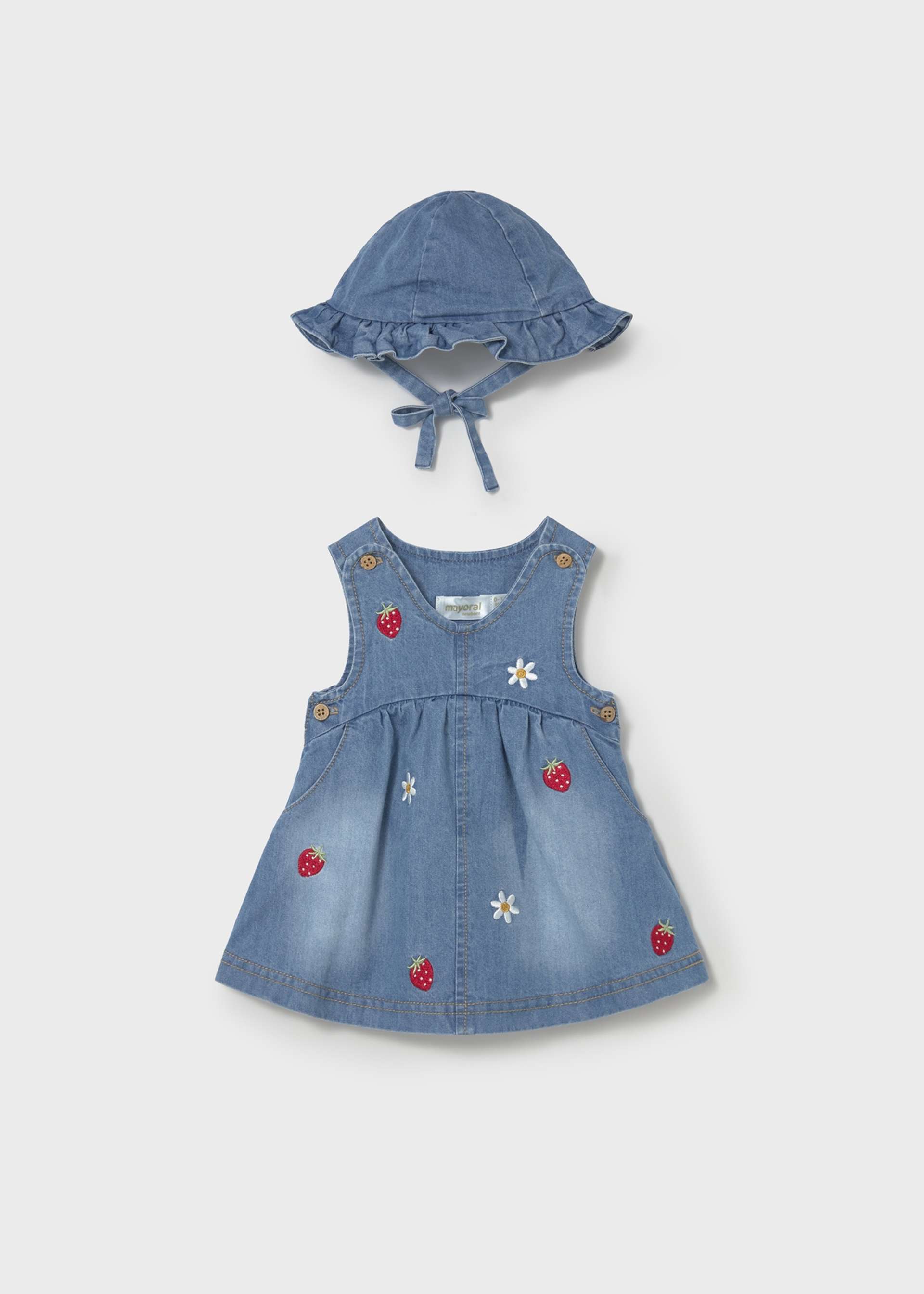 Vestido com chapéu folhos recém nascida