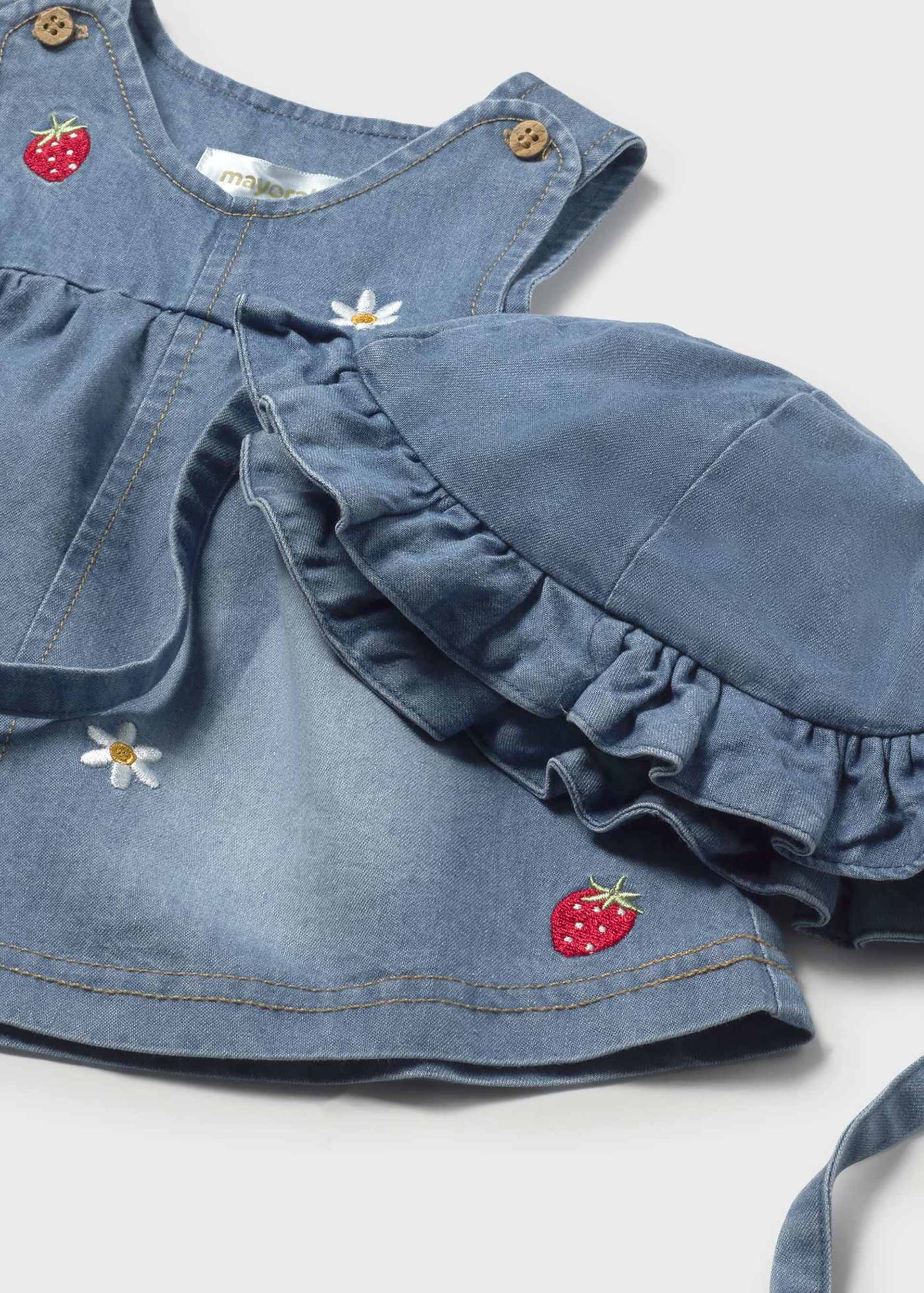 Vestido com chapéu folhos recém nascida