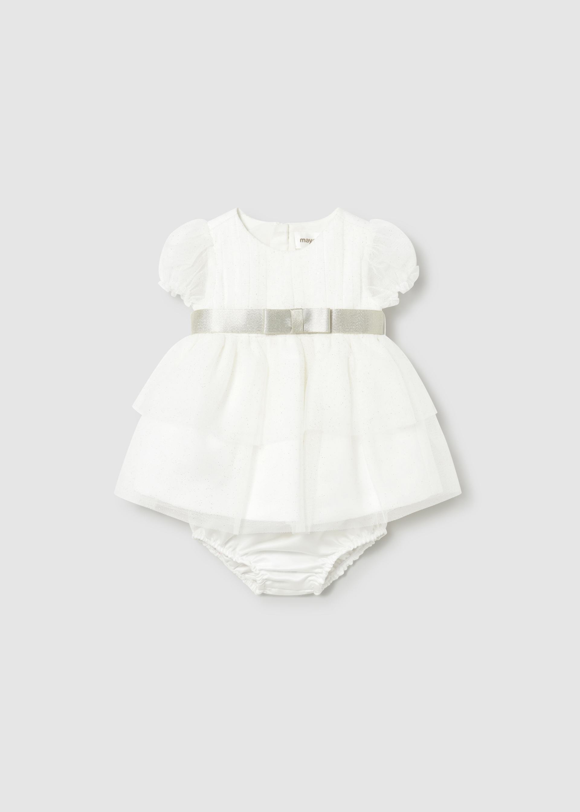 Vestito tulle con copripannolino cerimonia neonata