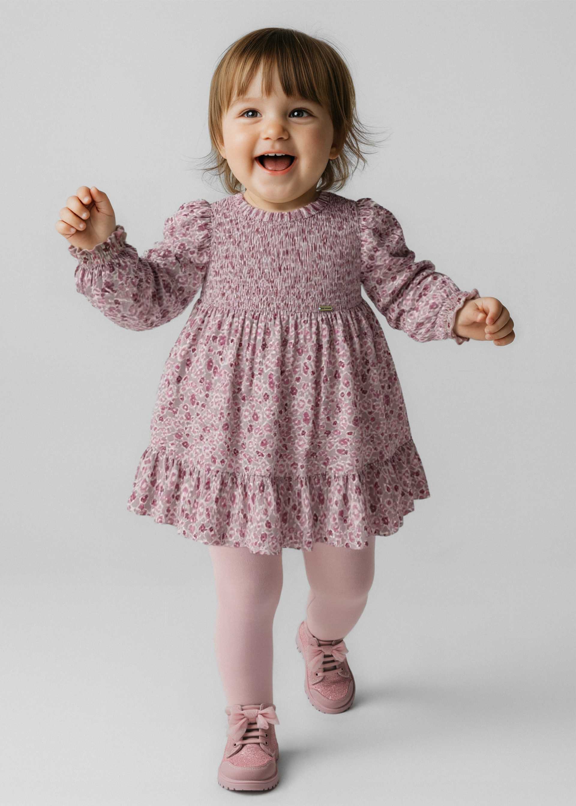 Baby velvet dress with ruffles