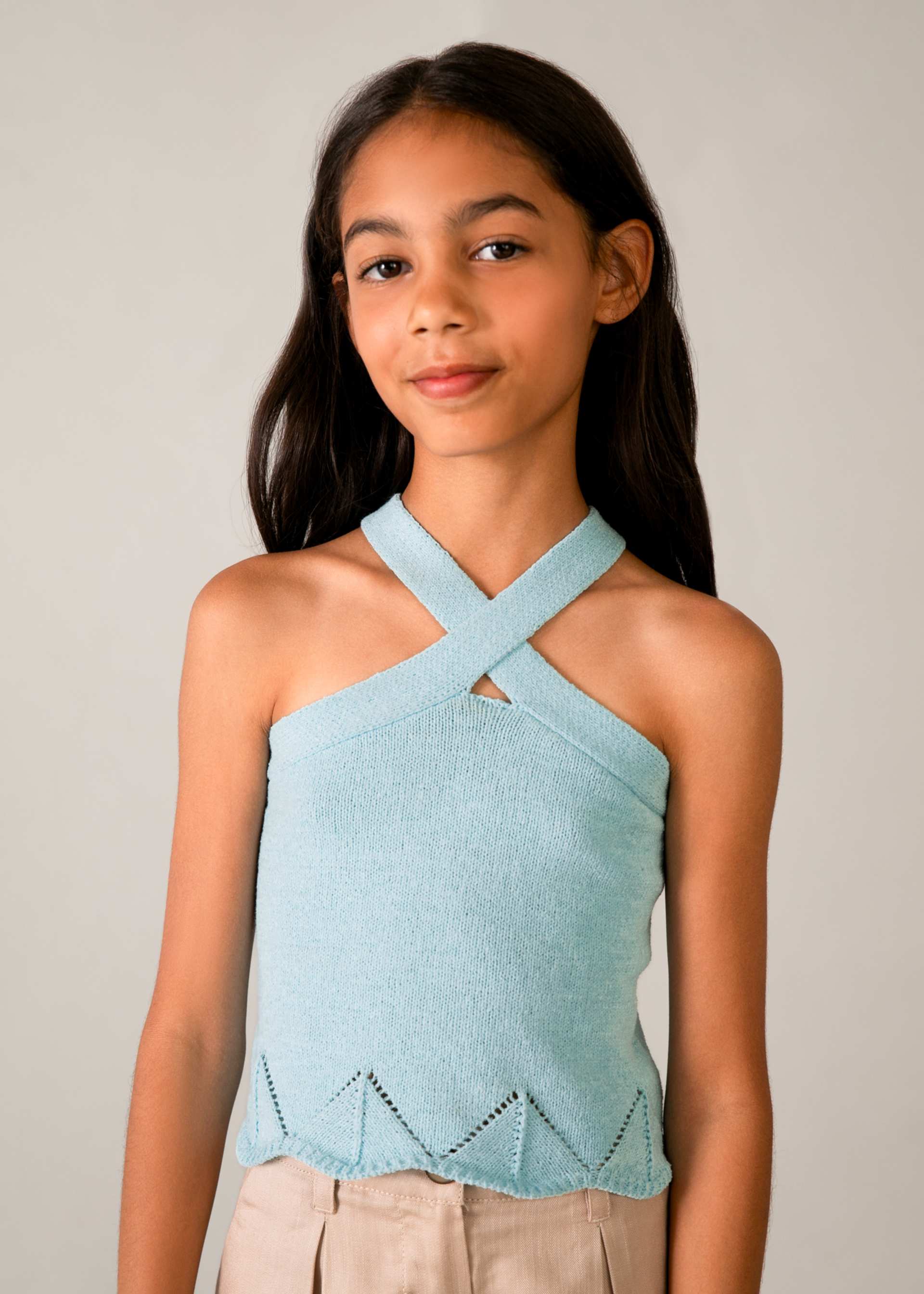 Top col halter fille