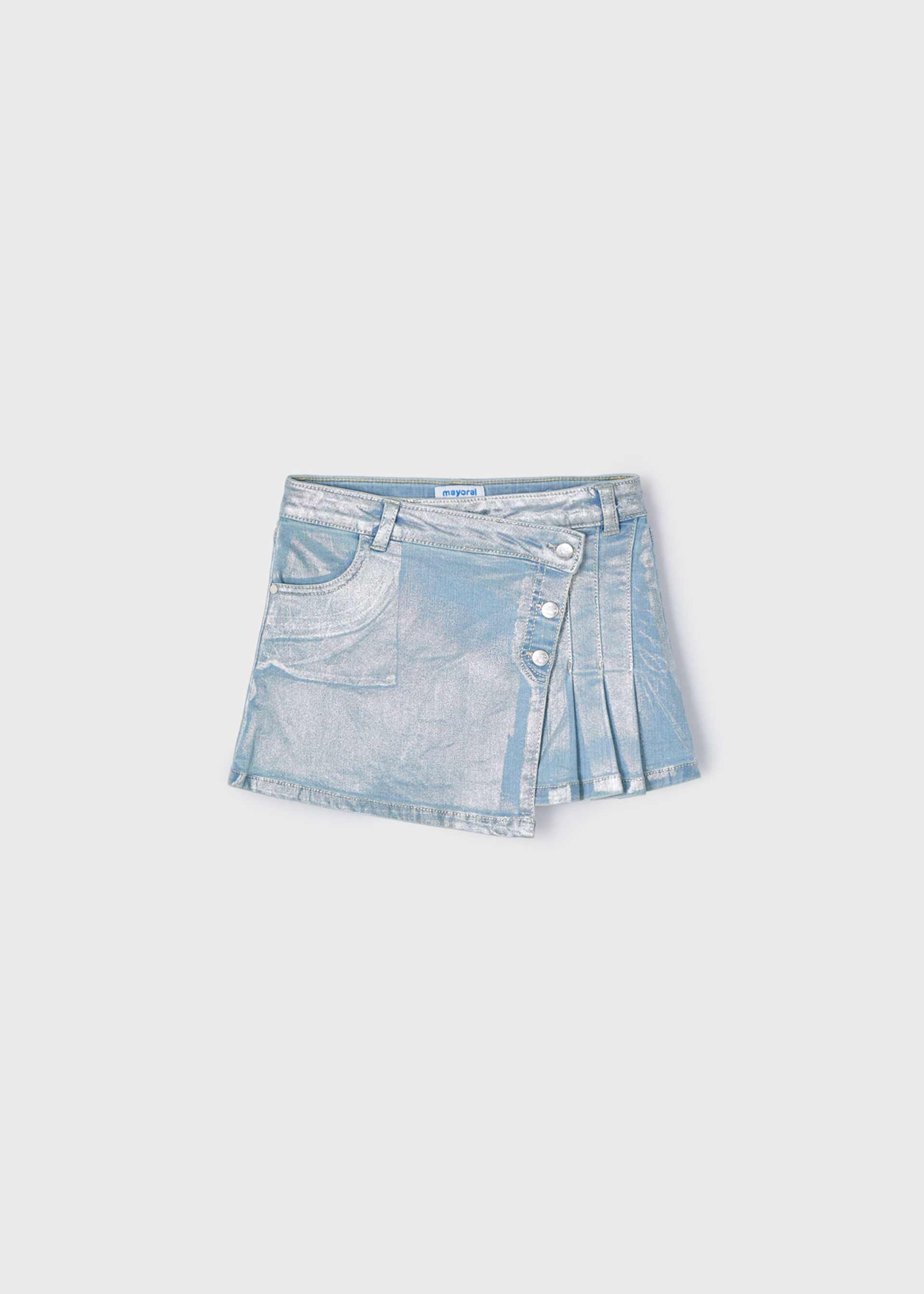 Fusta denim detaliu plisat fetita Fusta denim detaliu plisat fetita