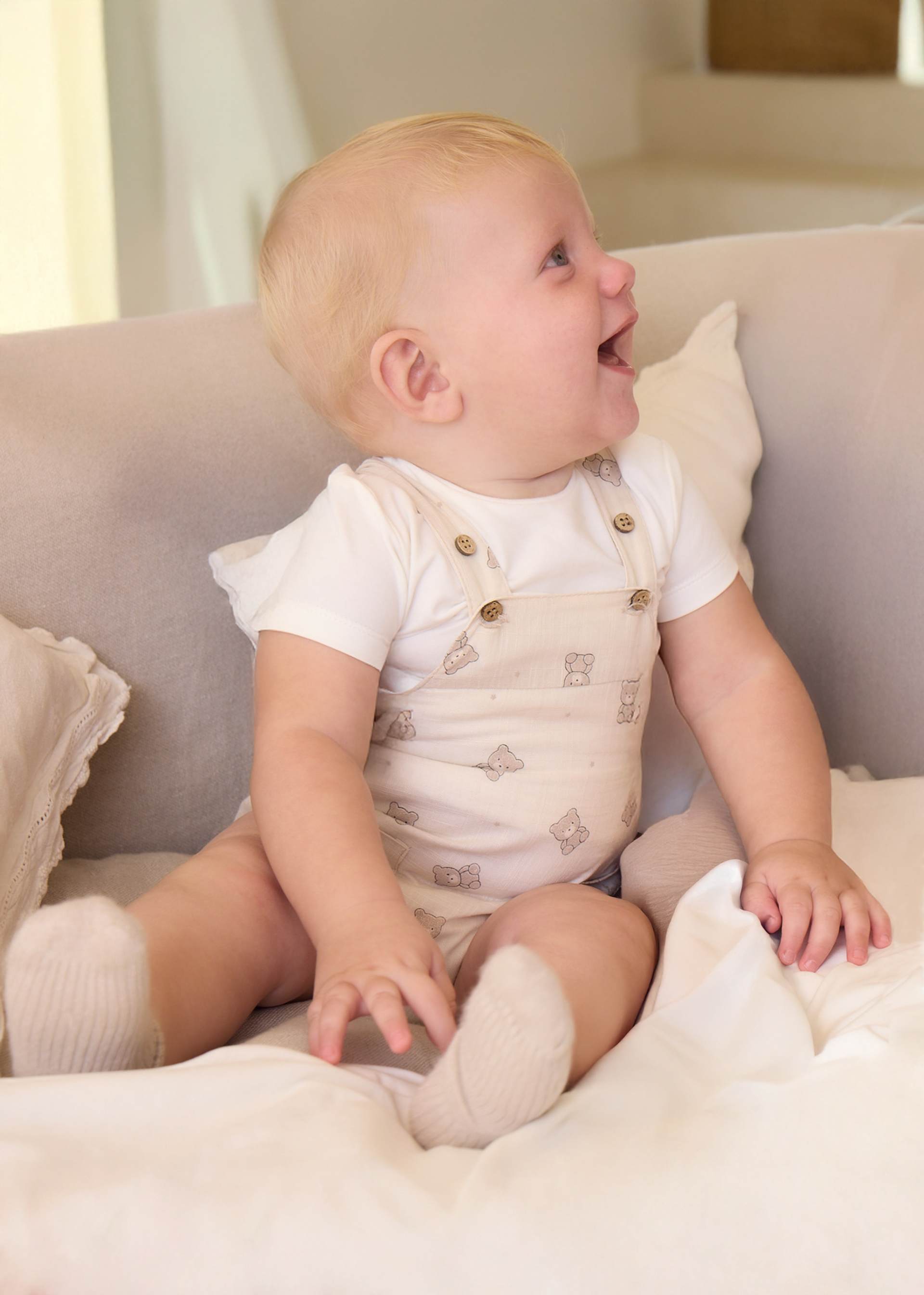 Newborn Boy Printed Dungaree with T-shirt Set