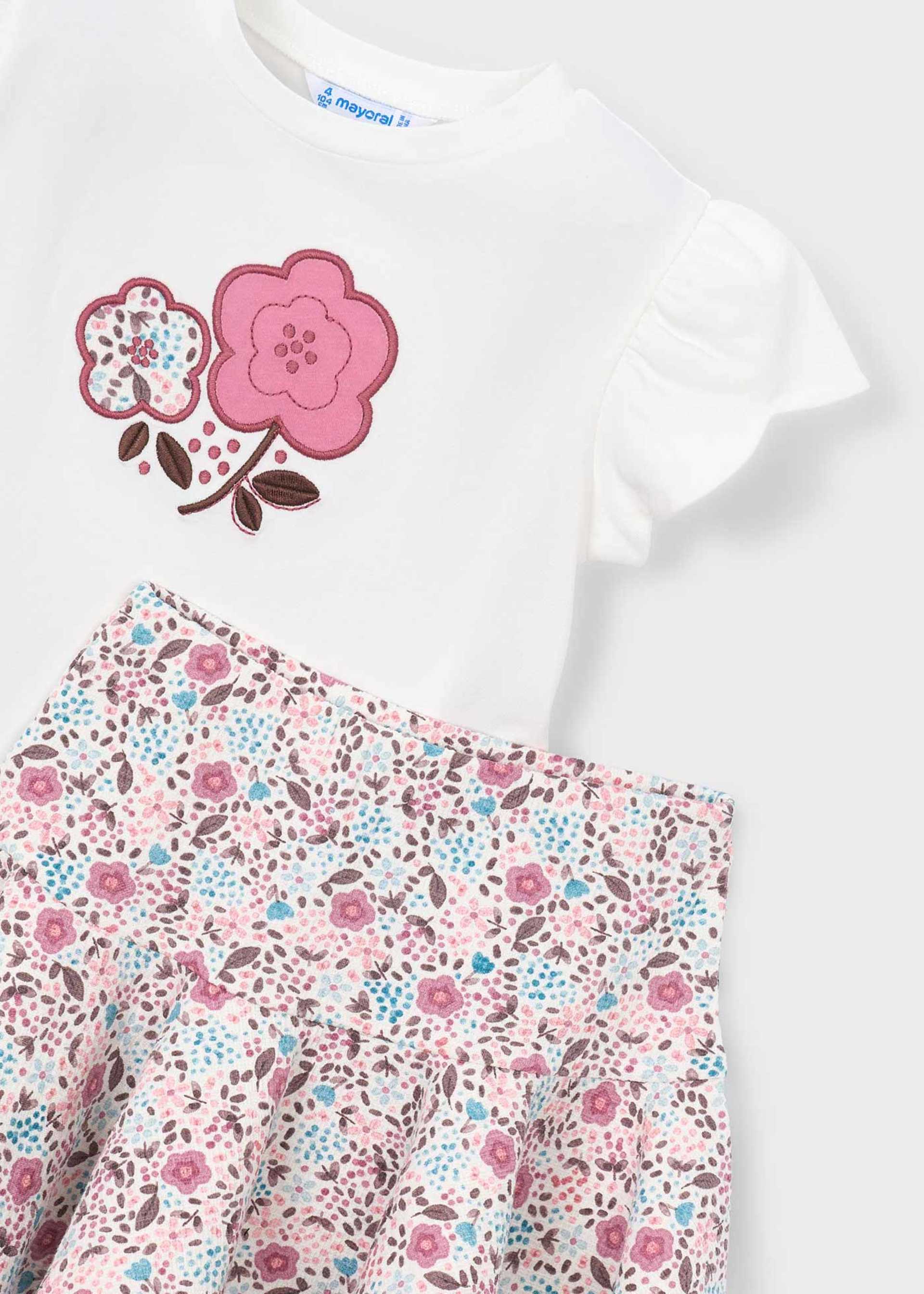 Conjunto falda y playera punto niña