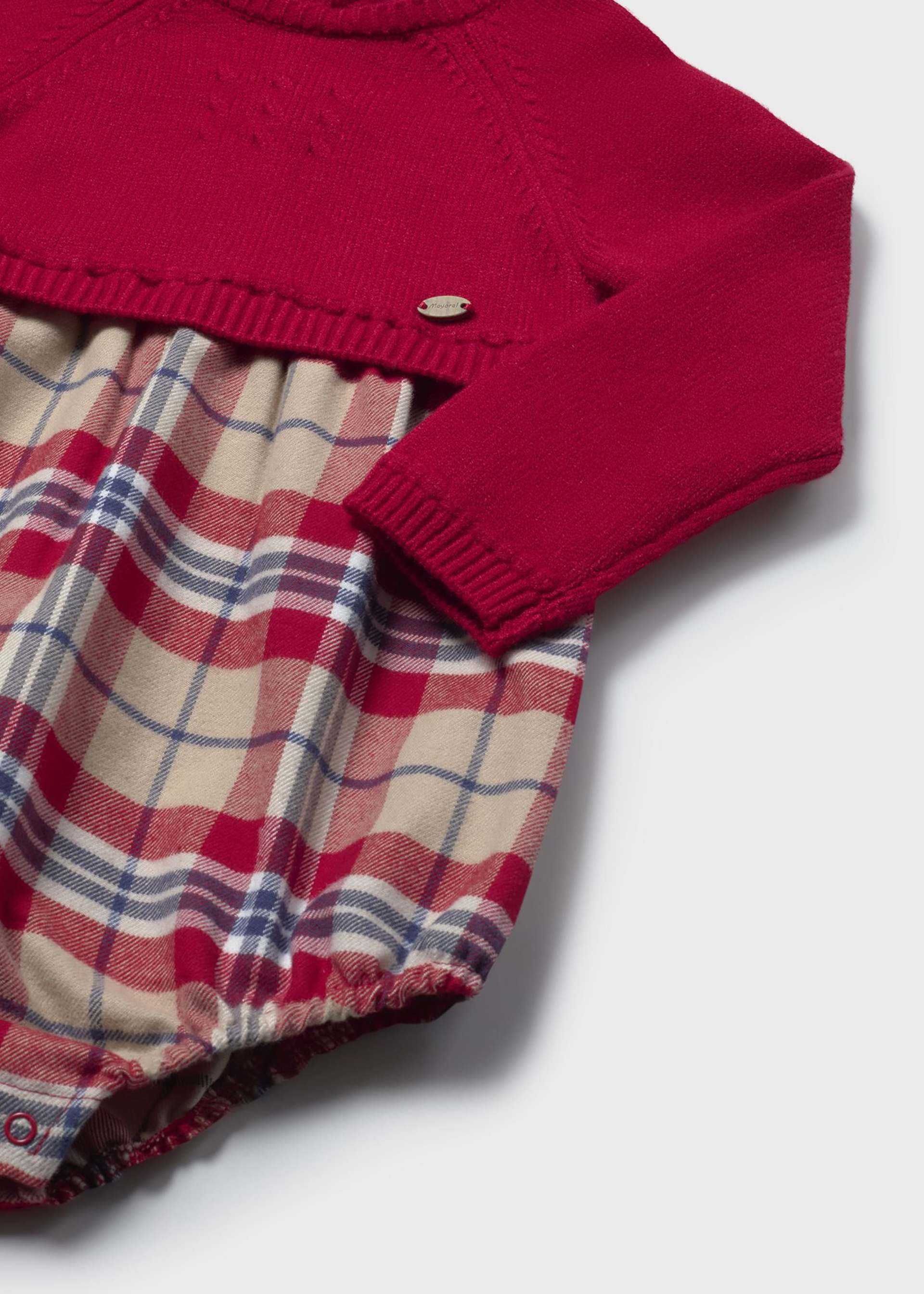 Pelele tricotosa combinado cuadros recién nacido