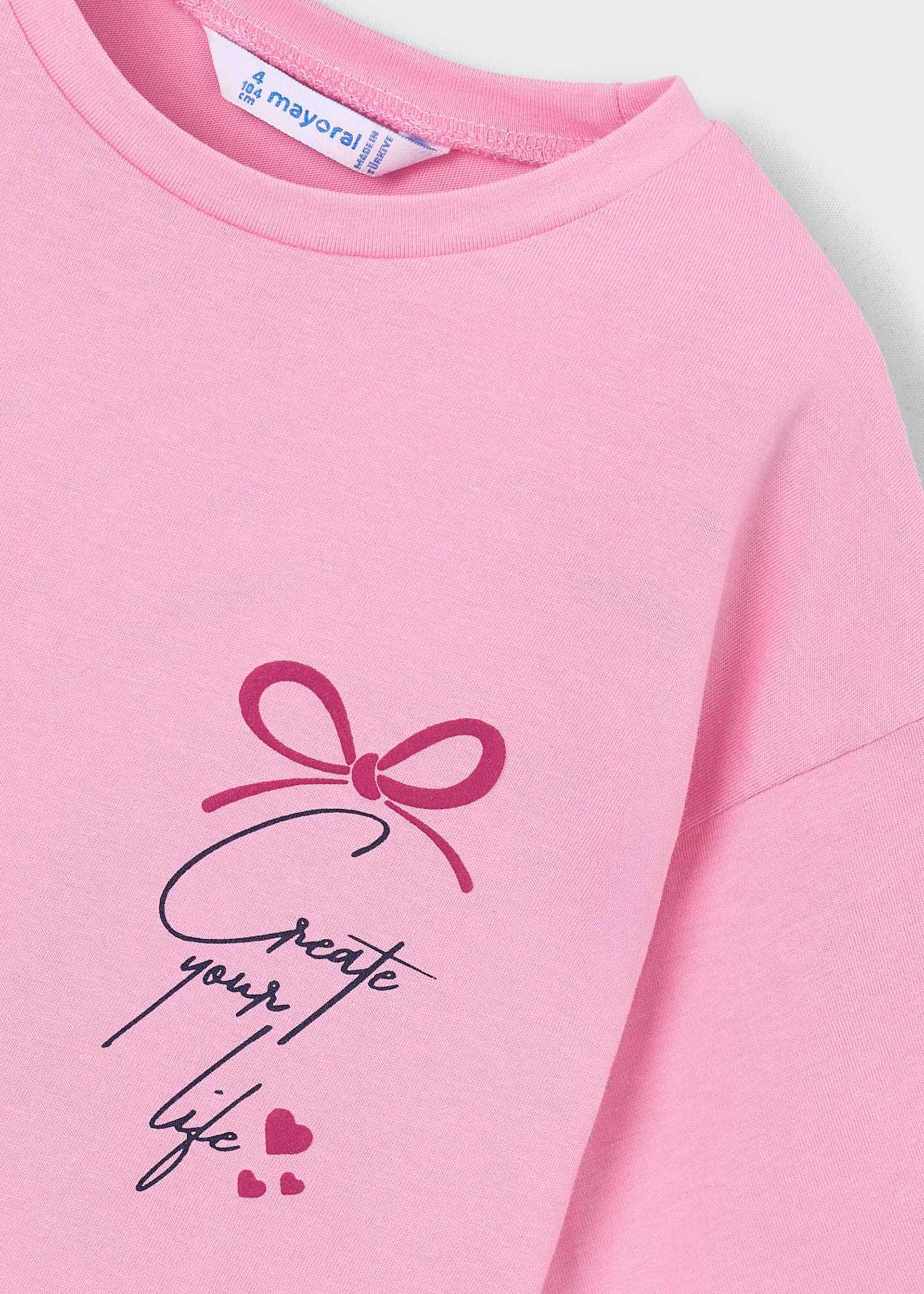 Girl T-shirt with Printed Neck Scarf