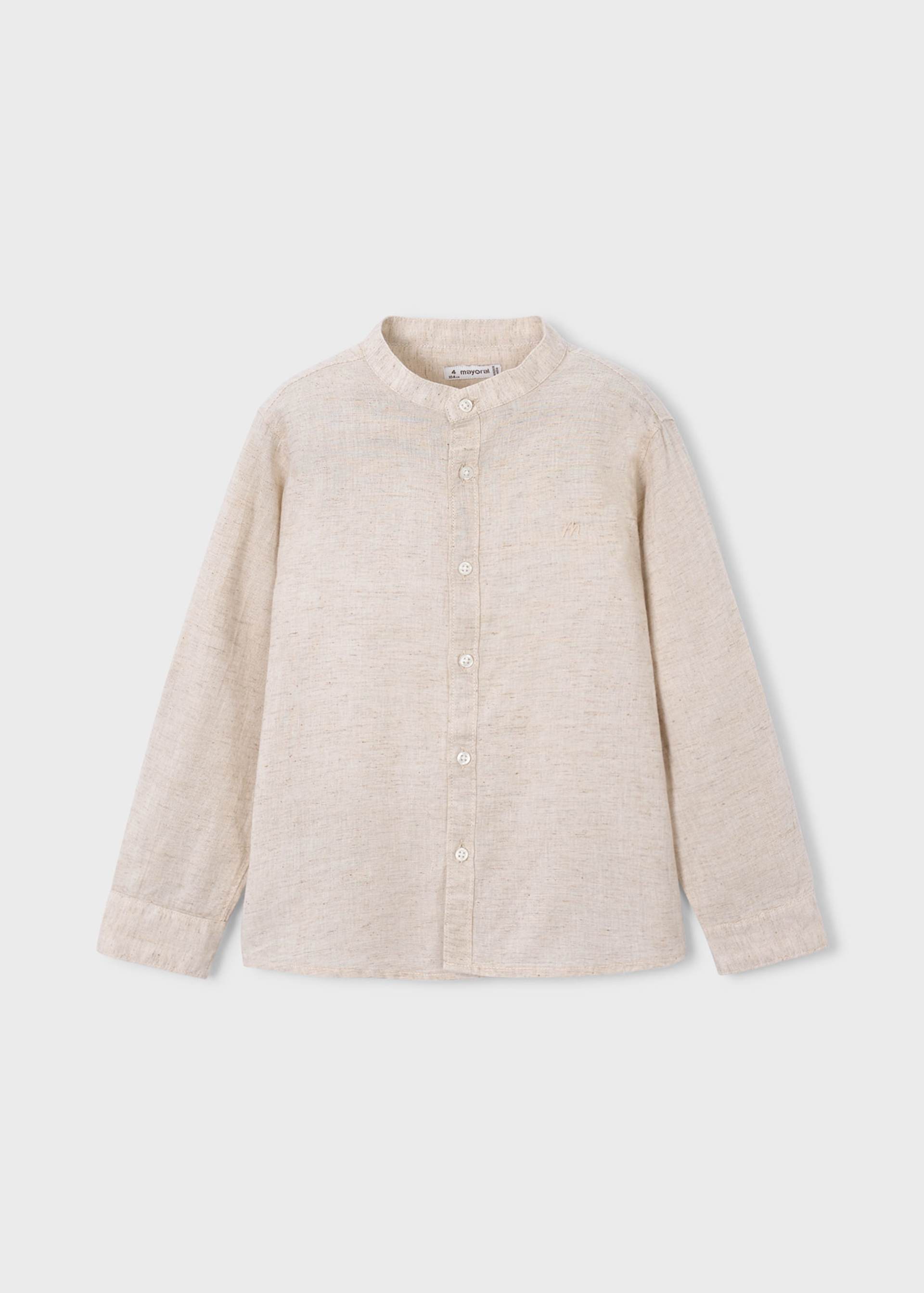Long-sleeved shirt with mandarin collar for boys