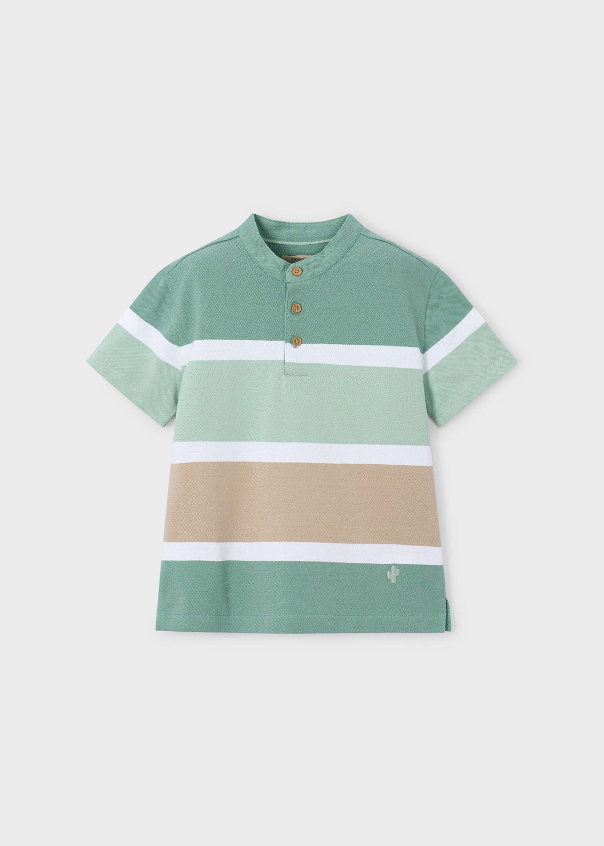 Boy's striped polo shirt with mandarin collar