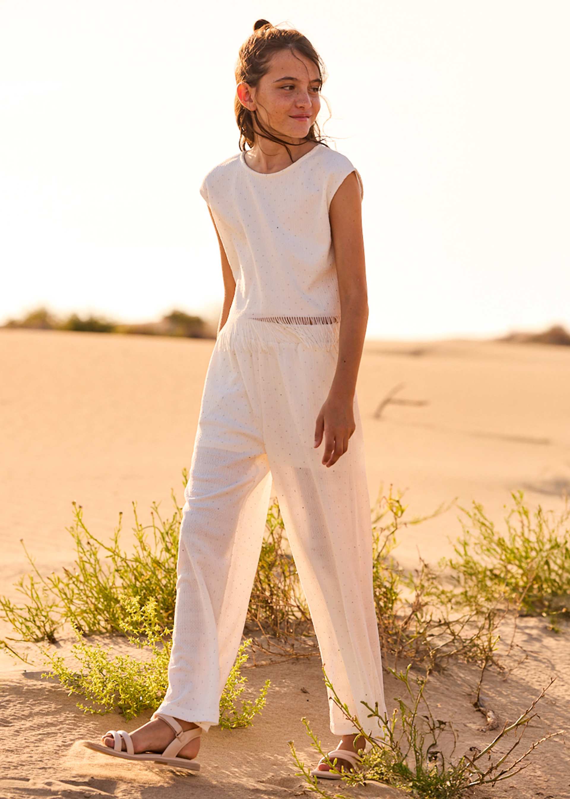 Conjunto pantalón largo strass y top chica