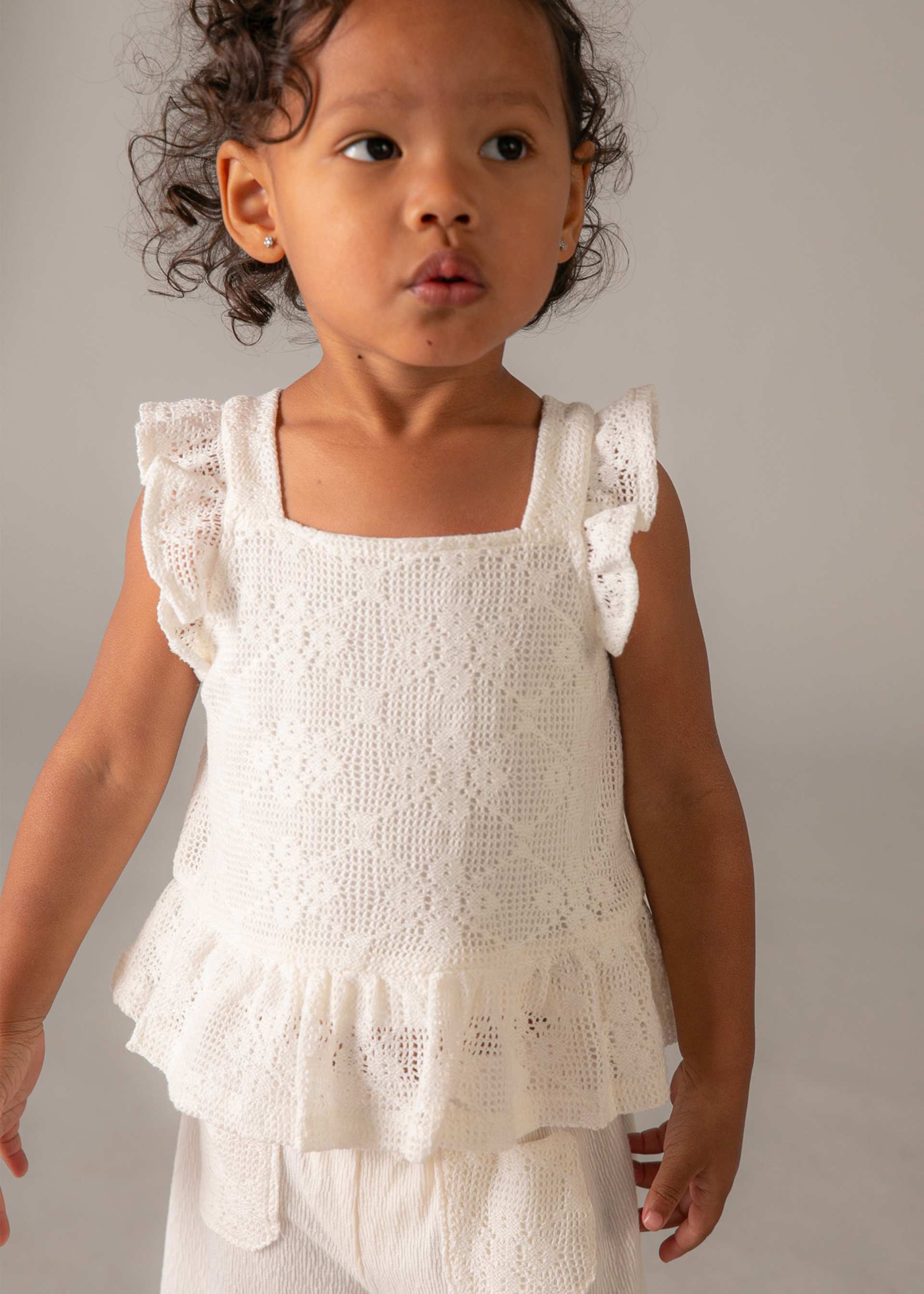 Completo pantalone e top crochet neonata