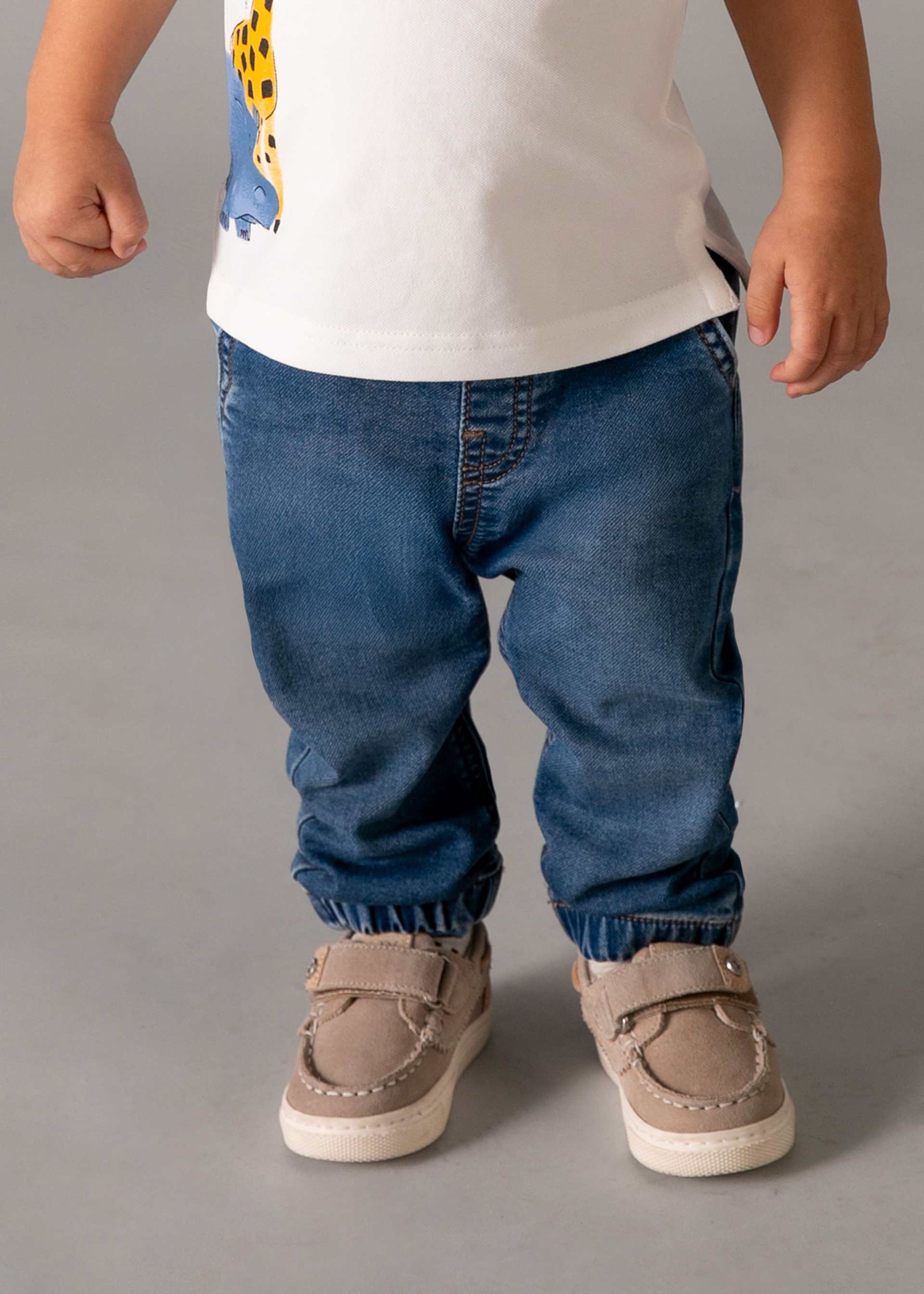 Pantaloni denim talie elestica bebe