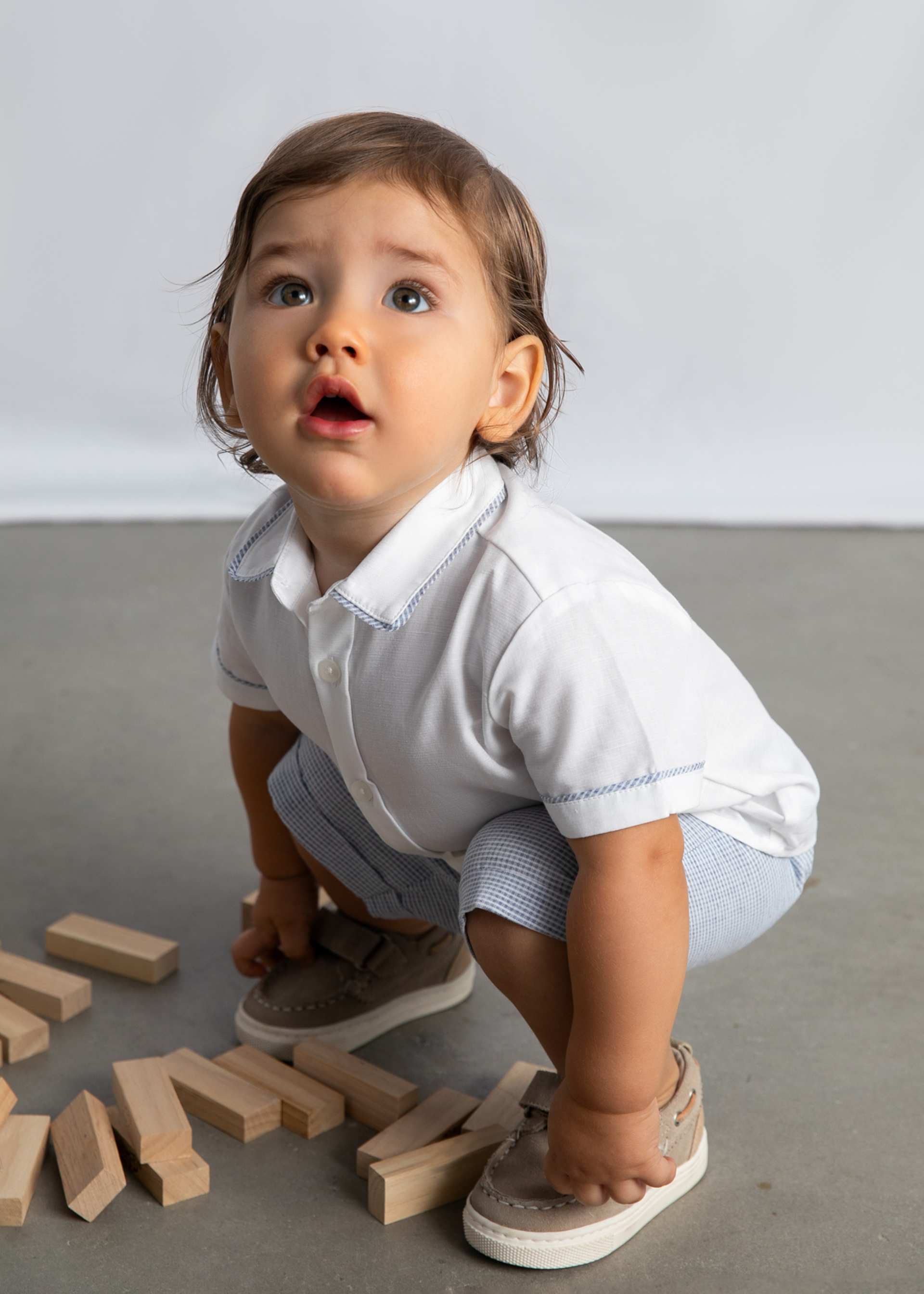 Ensemble bermuda et chemise avec lin bébé