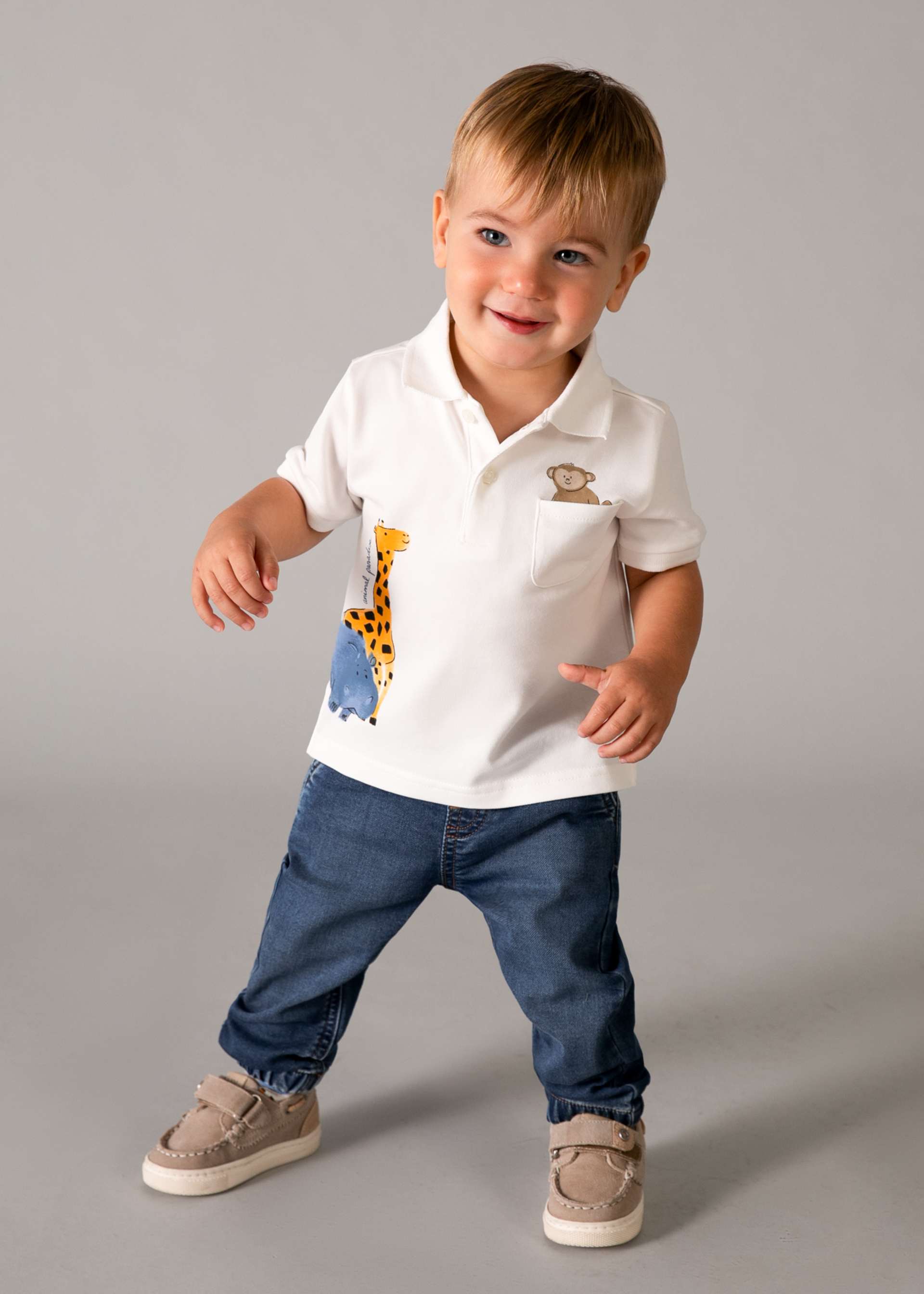 Pantaloni denim talie elestica bebe
