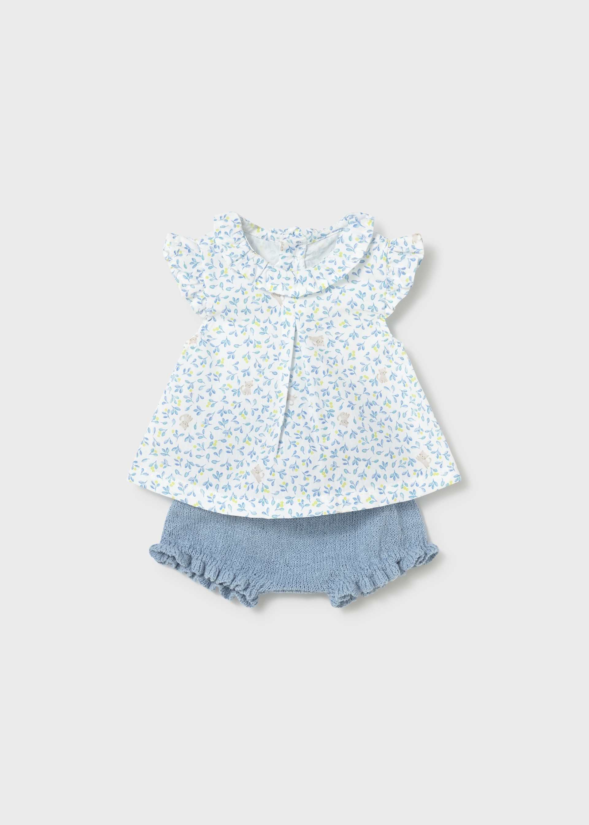 Completo copripannolino e blusa con volant neonata
