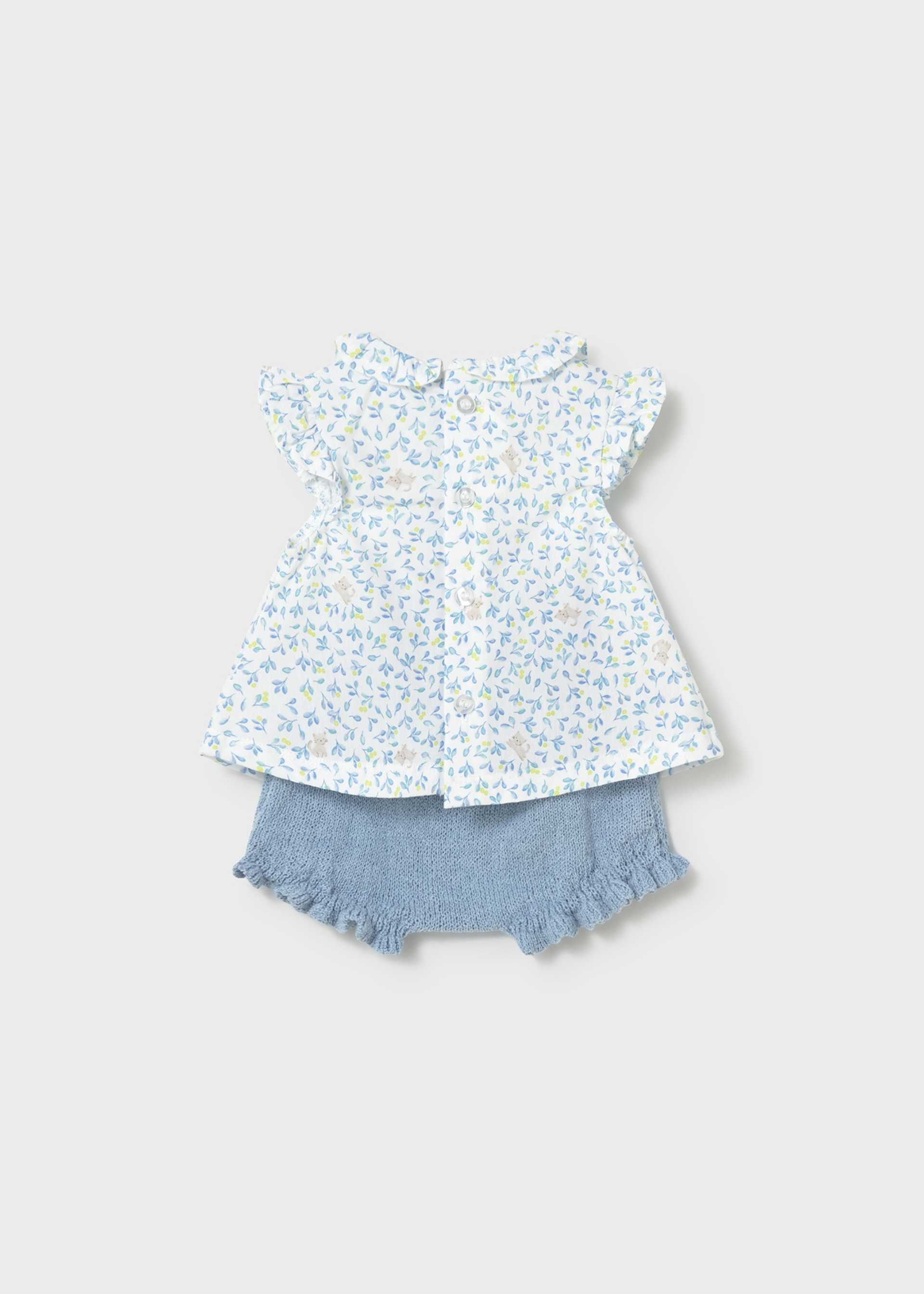 Completo copripannolino e blusa con volant neonata