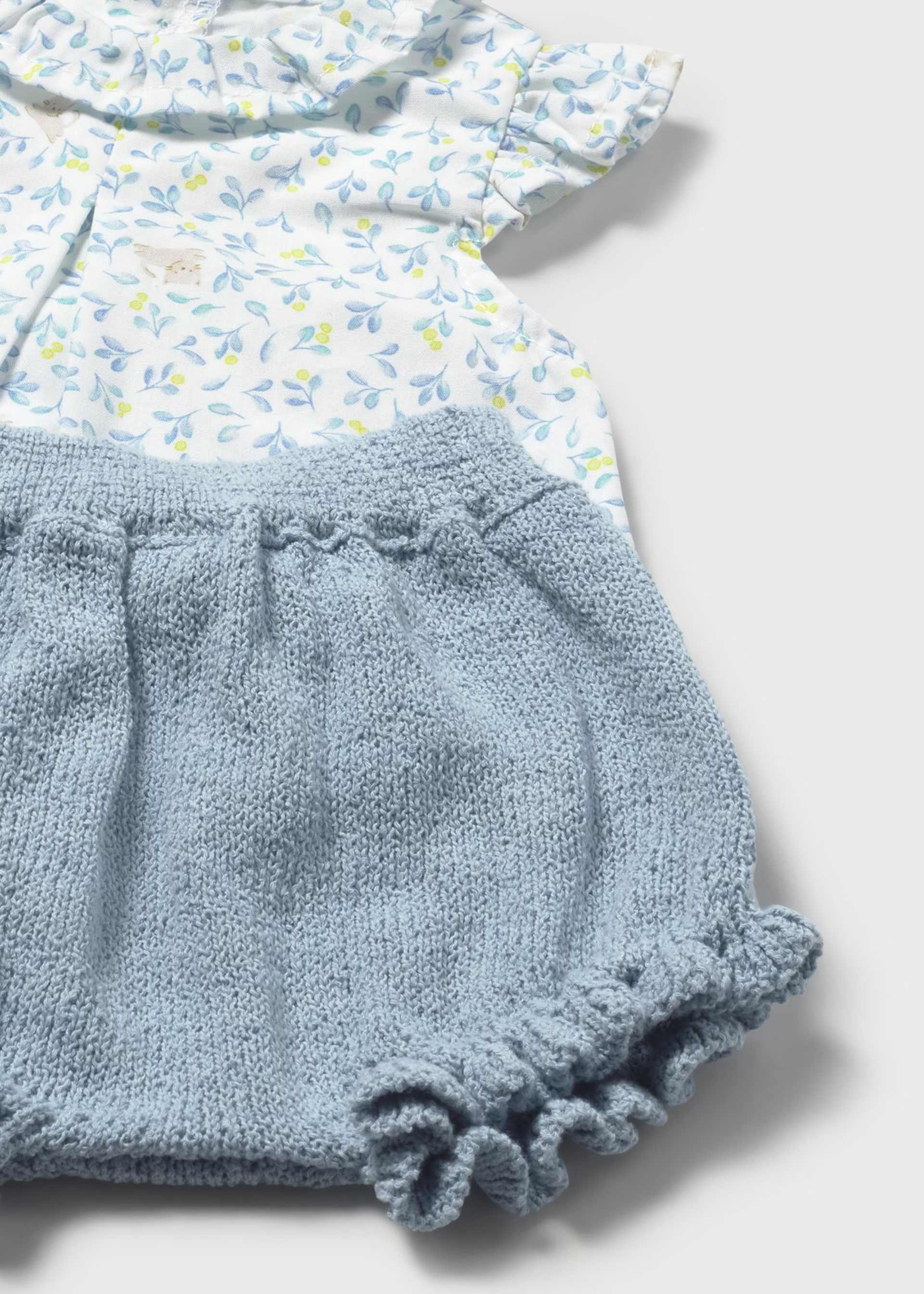 Completo copripannolino e blusa con volant neonata