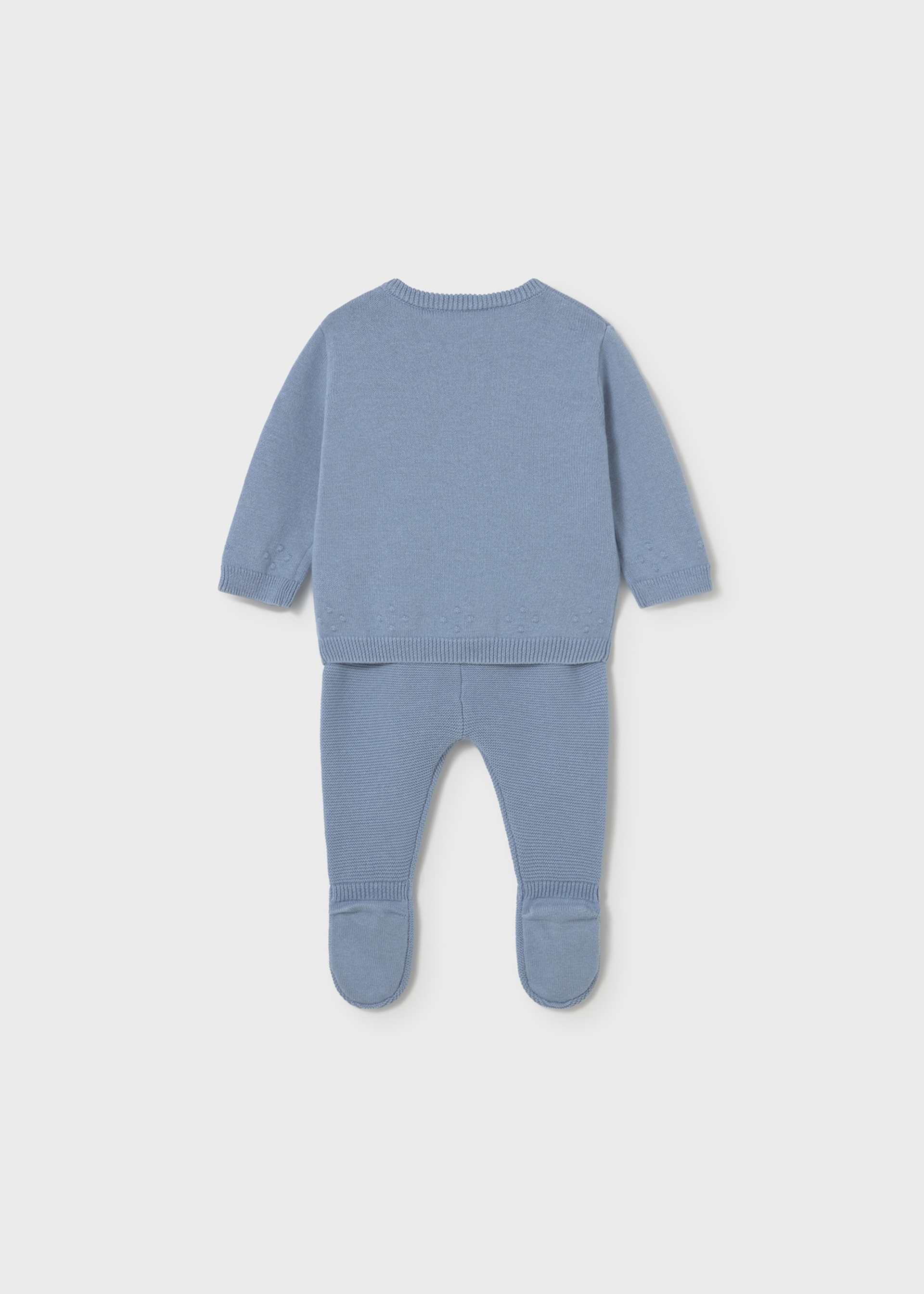 Conjunto pantalón y suéter tricot recién nacido