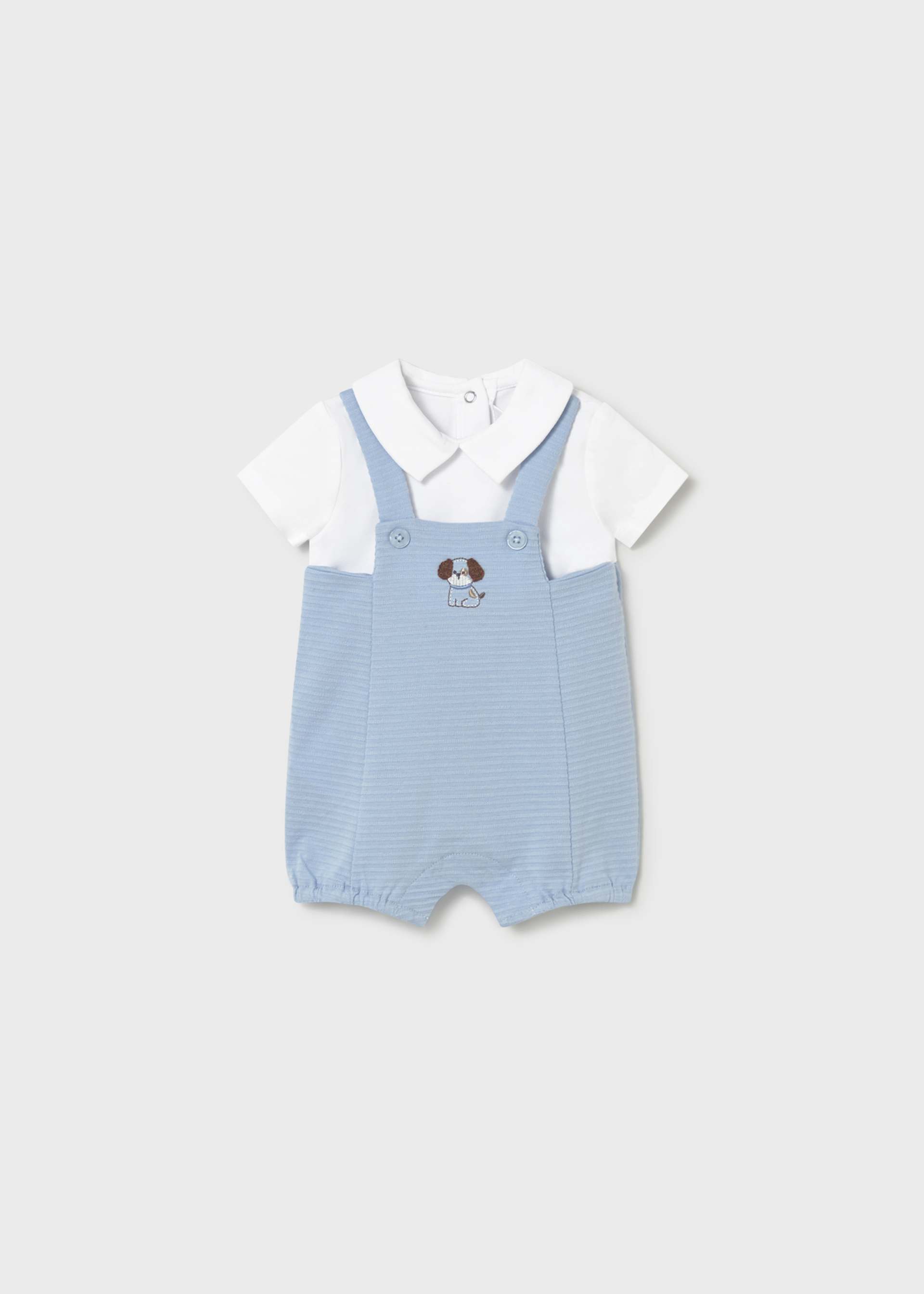 Newborn Boy Romper with Faux Dungaree