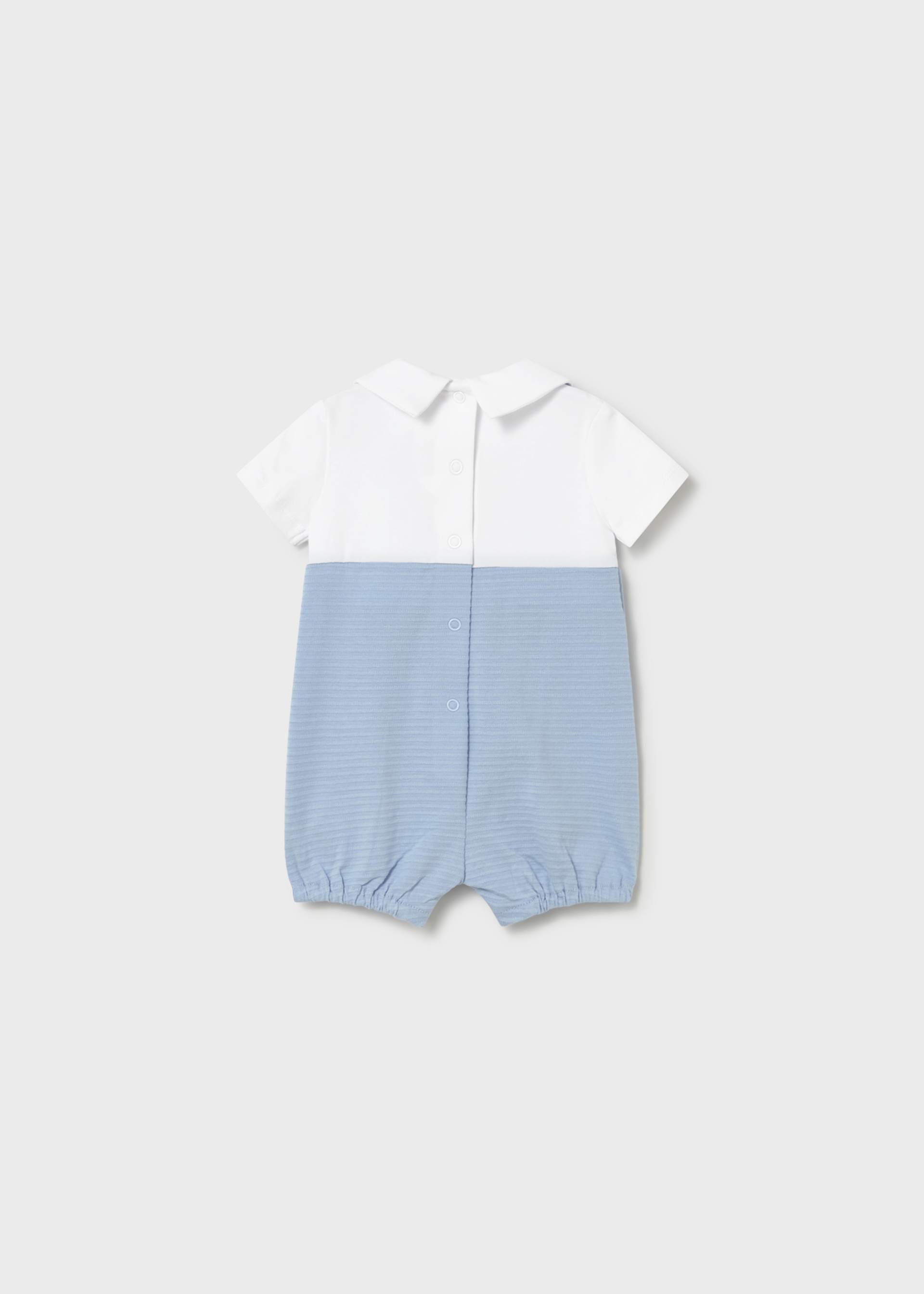 Newborn Boy Romper with Faux Dungaree