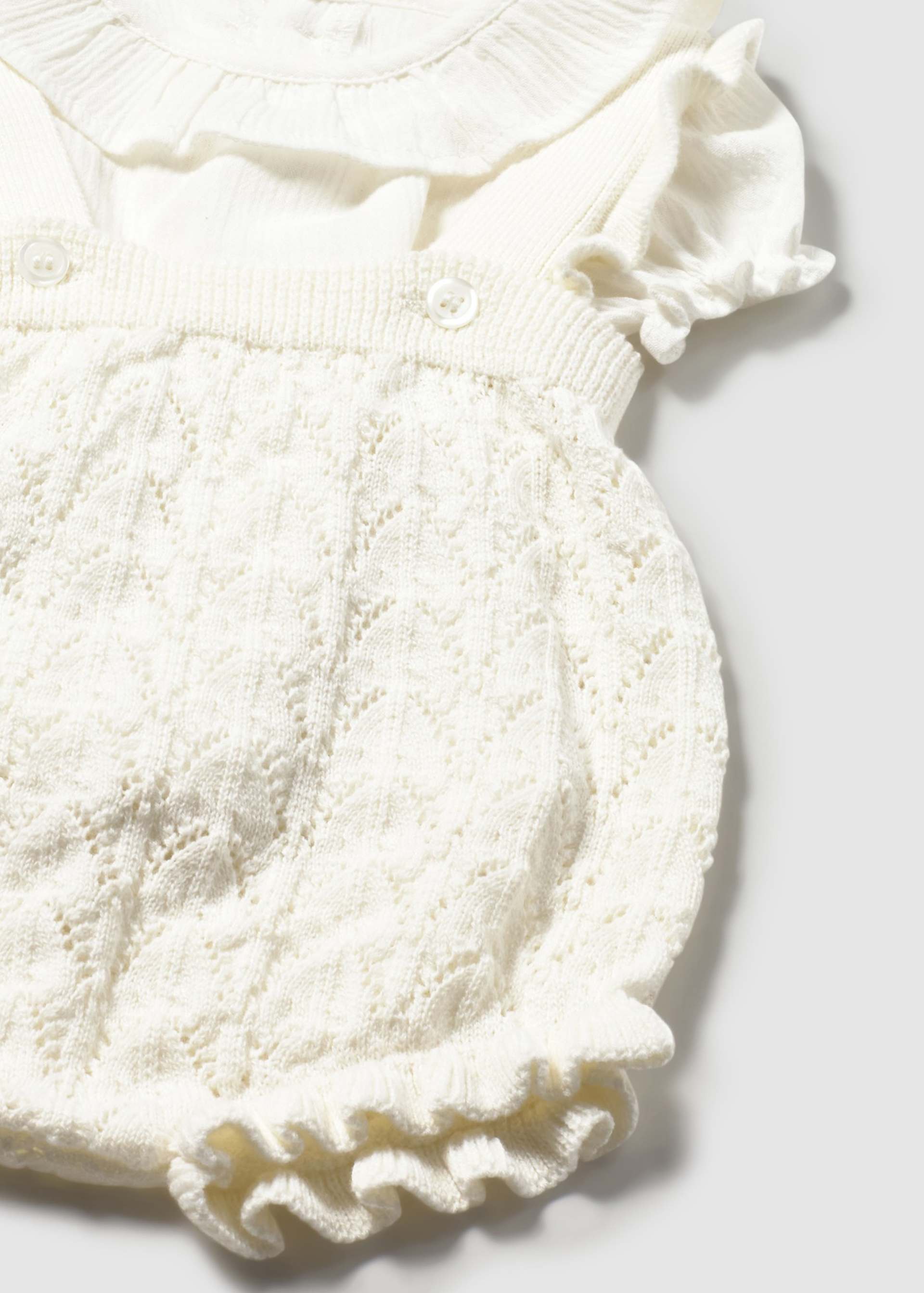 Newborn Girl Knit Dungaree and Blouse Set