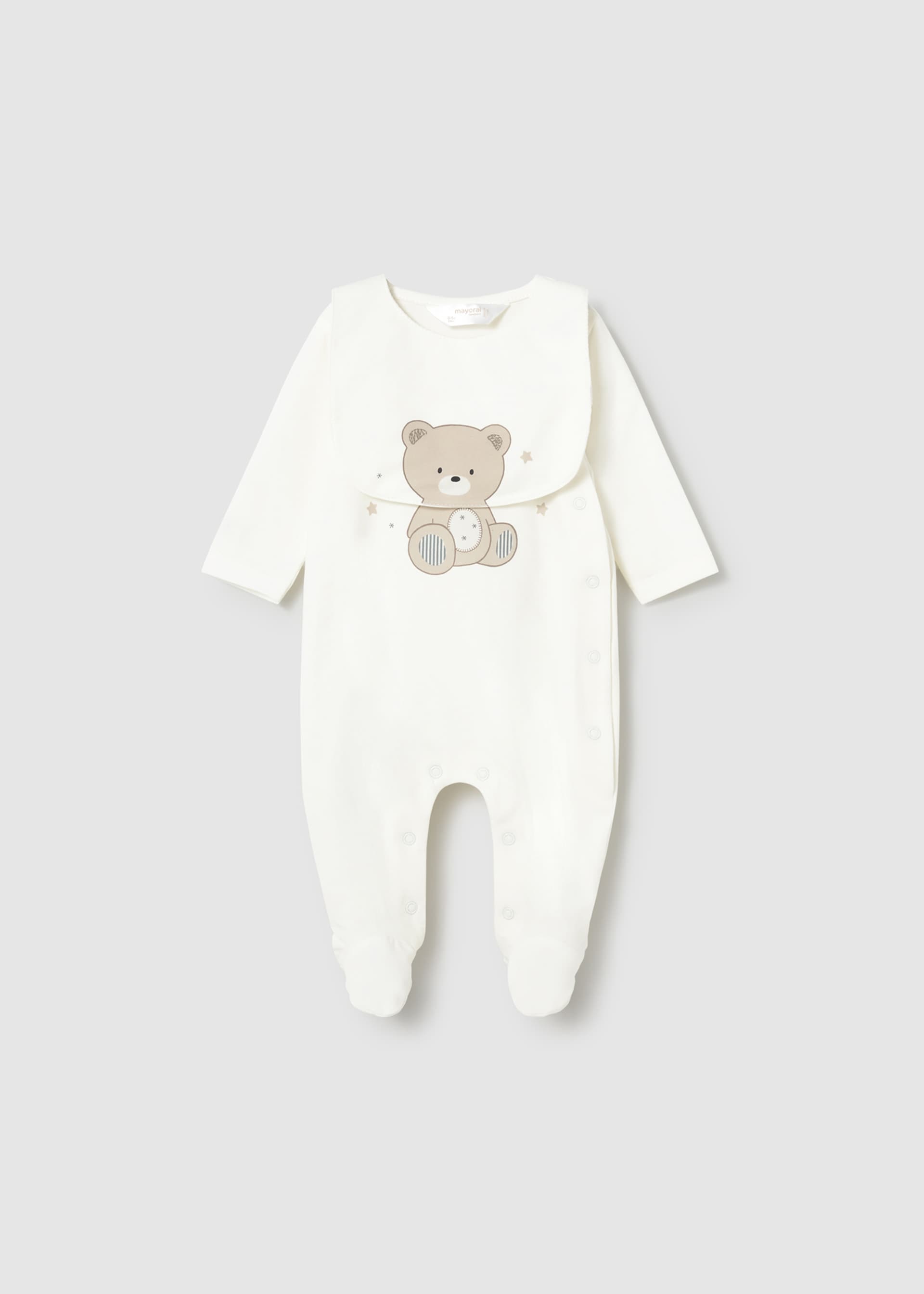 Newborn Boy Silkscreen Print One-Piece with Bib Set
