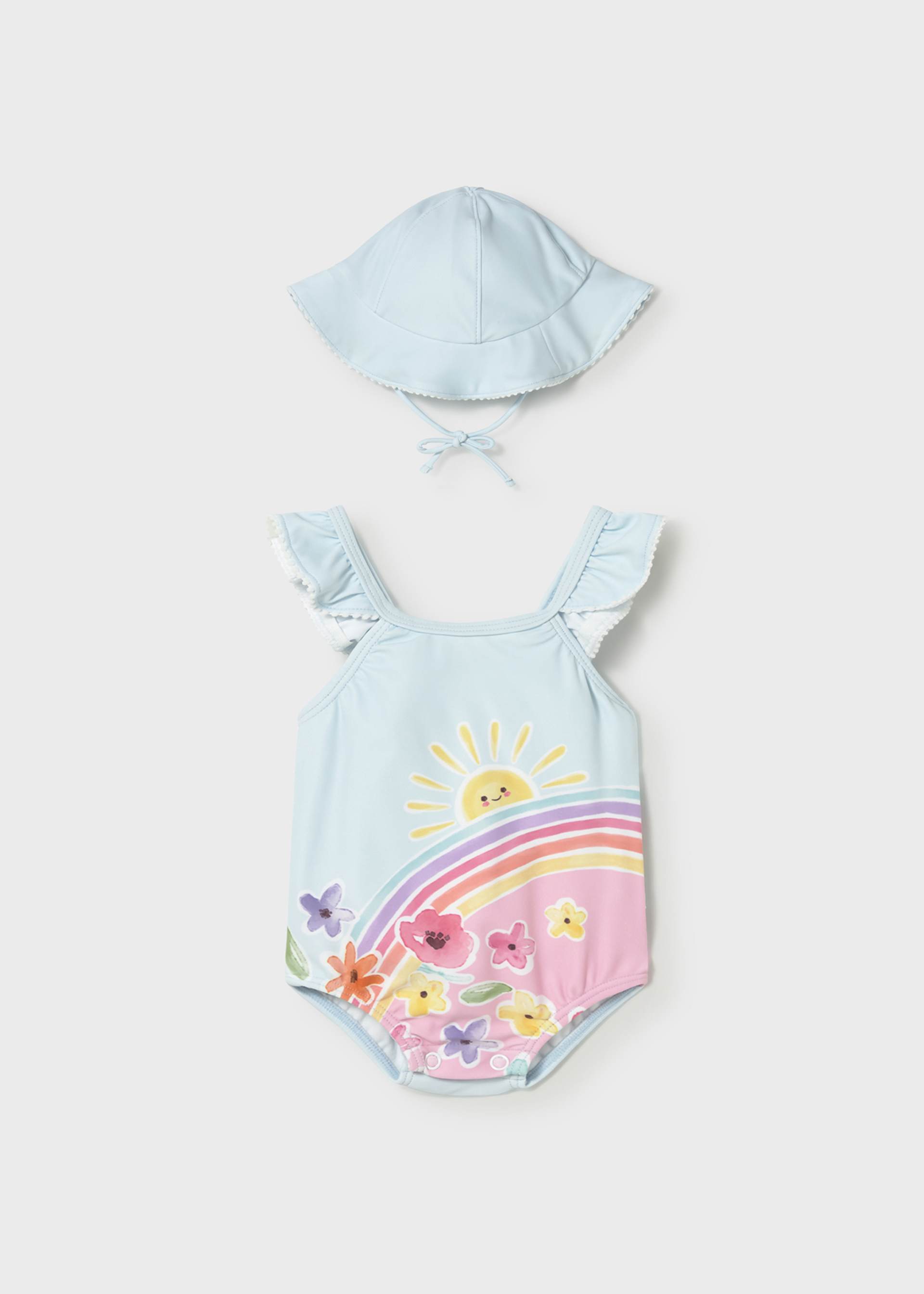 Bañador con gorro protección solar recién nacida