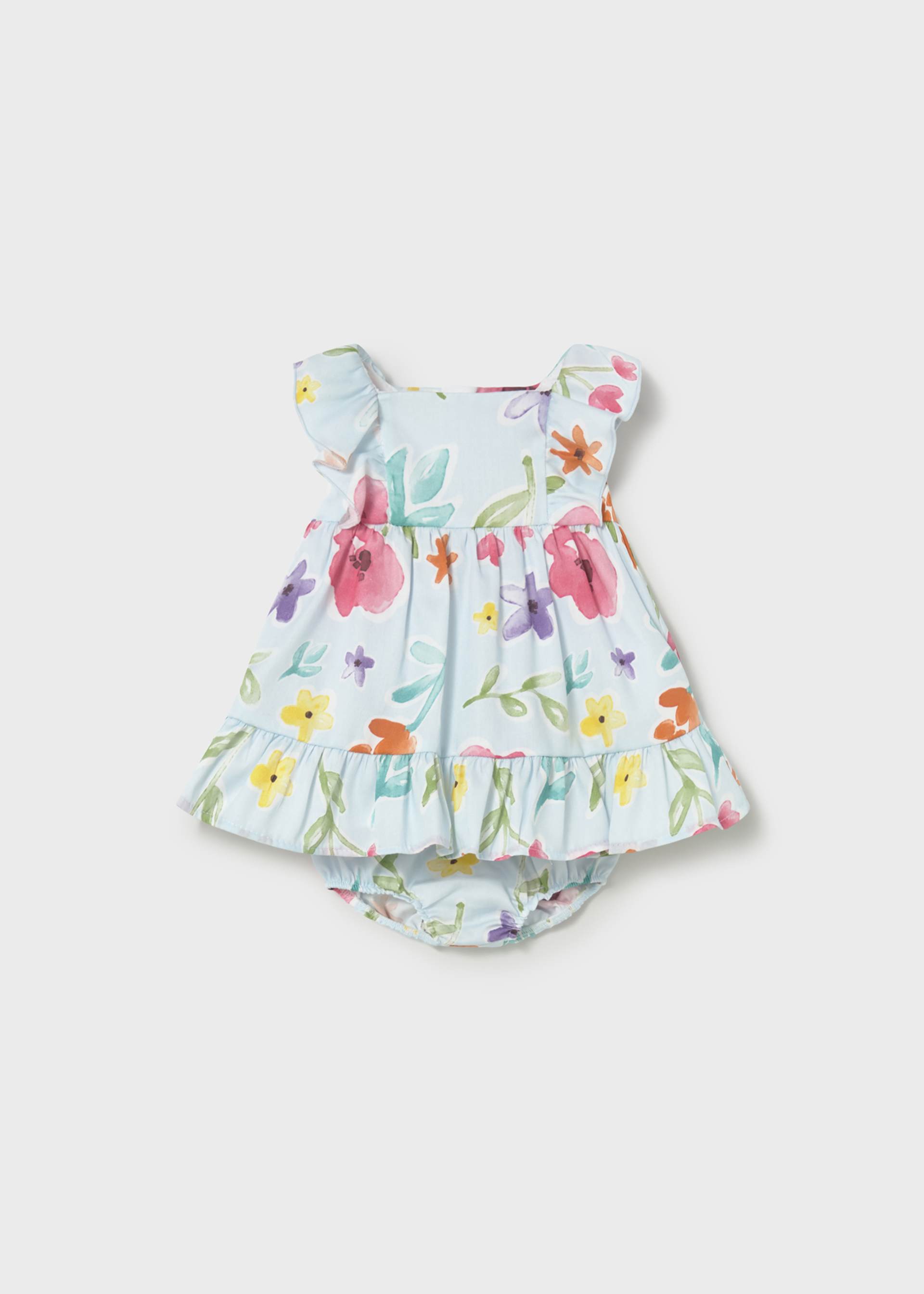 Newborn Girl Printed Dress with Bloomers