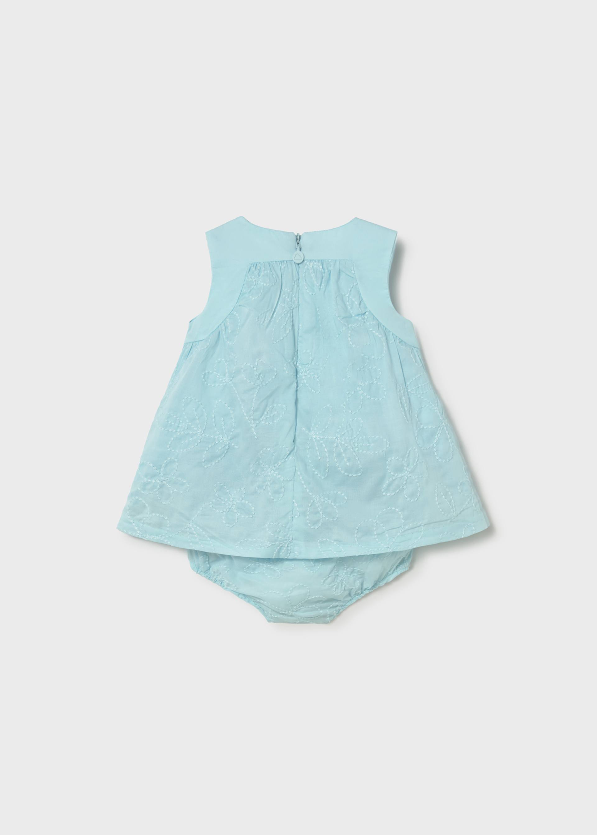 Embroidered dress newborn with nappy cover