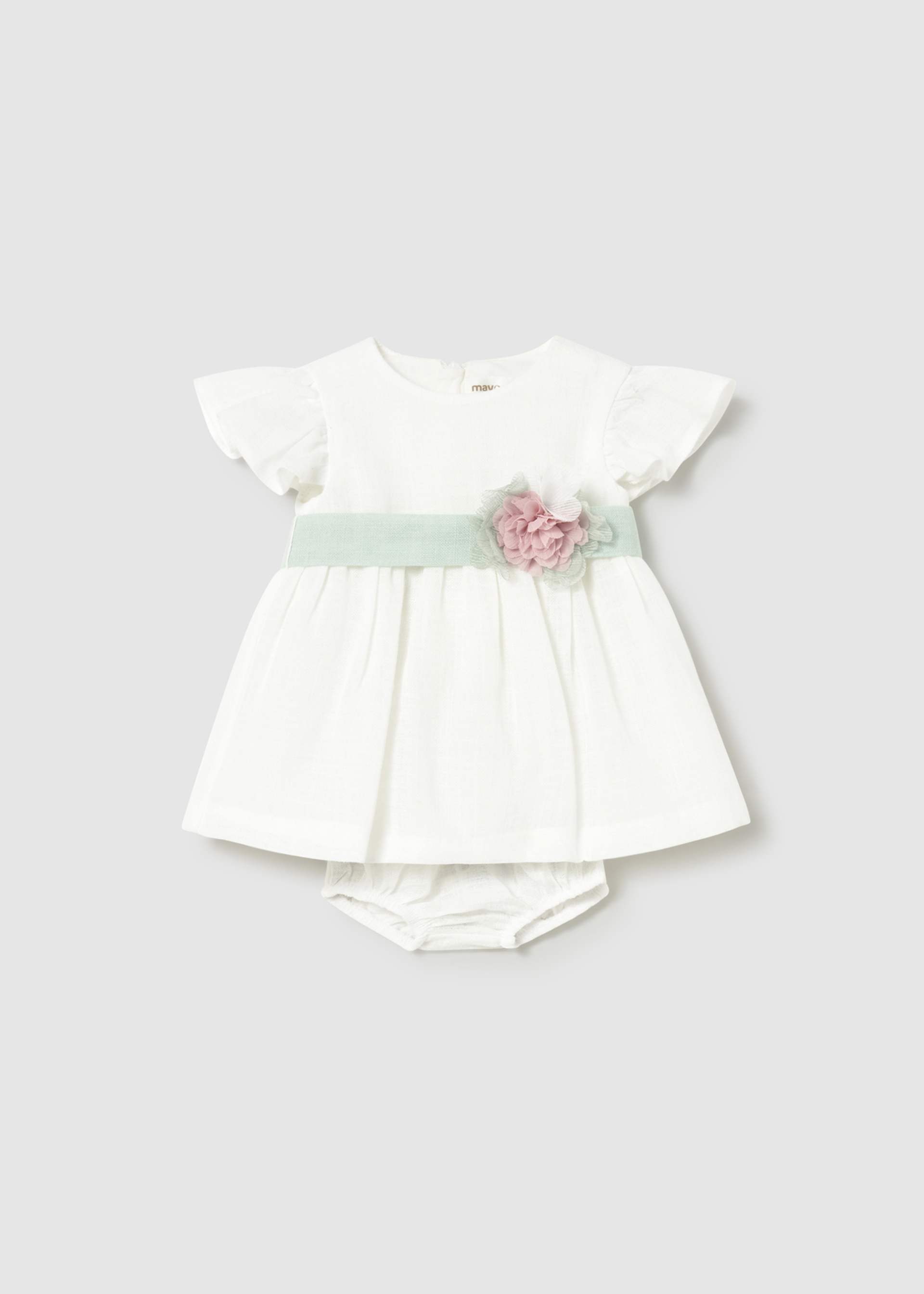 Newborn ceremony dress and sash with nappy cover