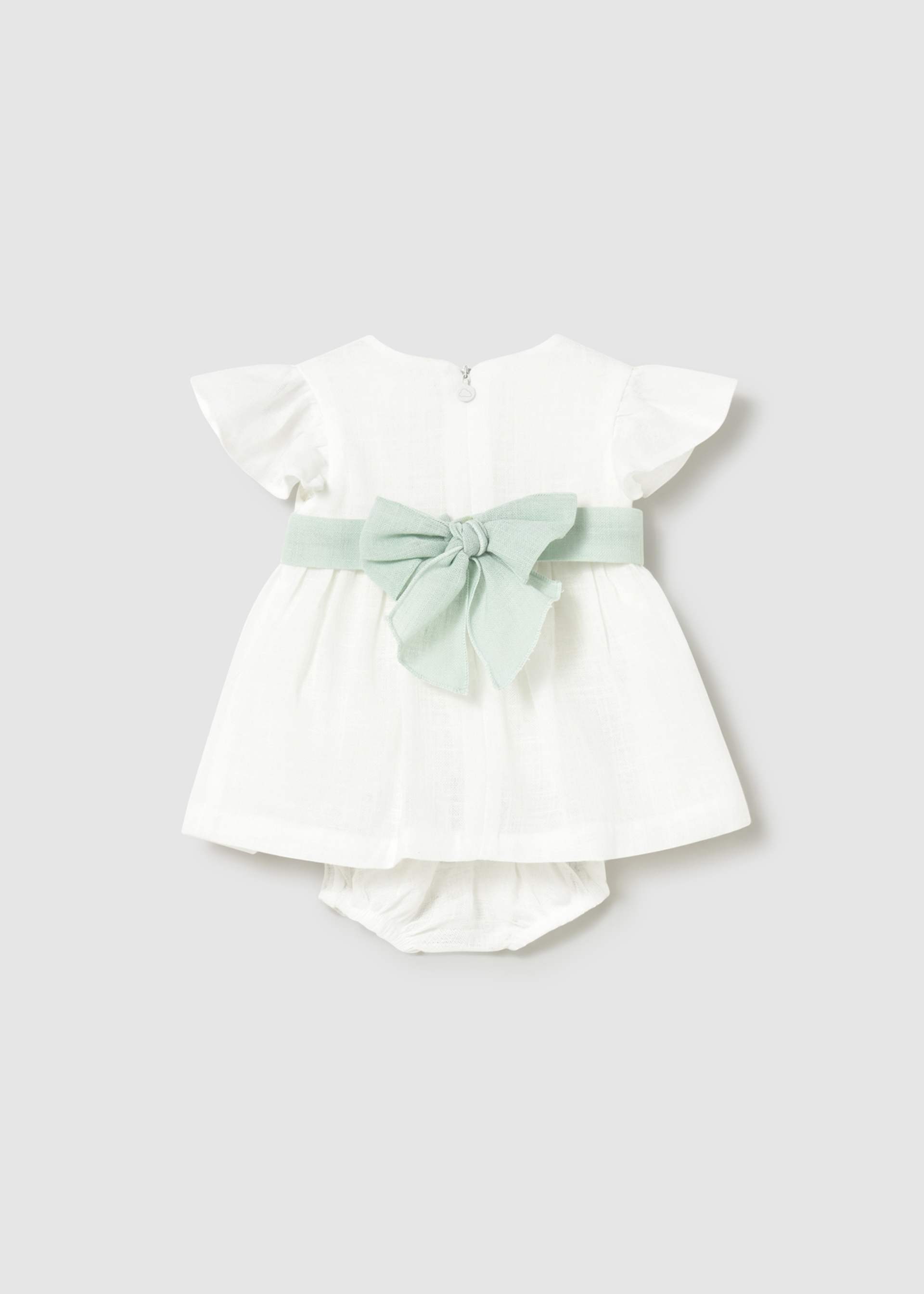 Robe avec bloomer et ceinture florale cérémonie nouveau-né