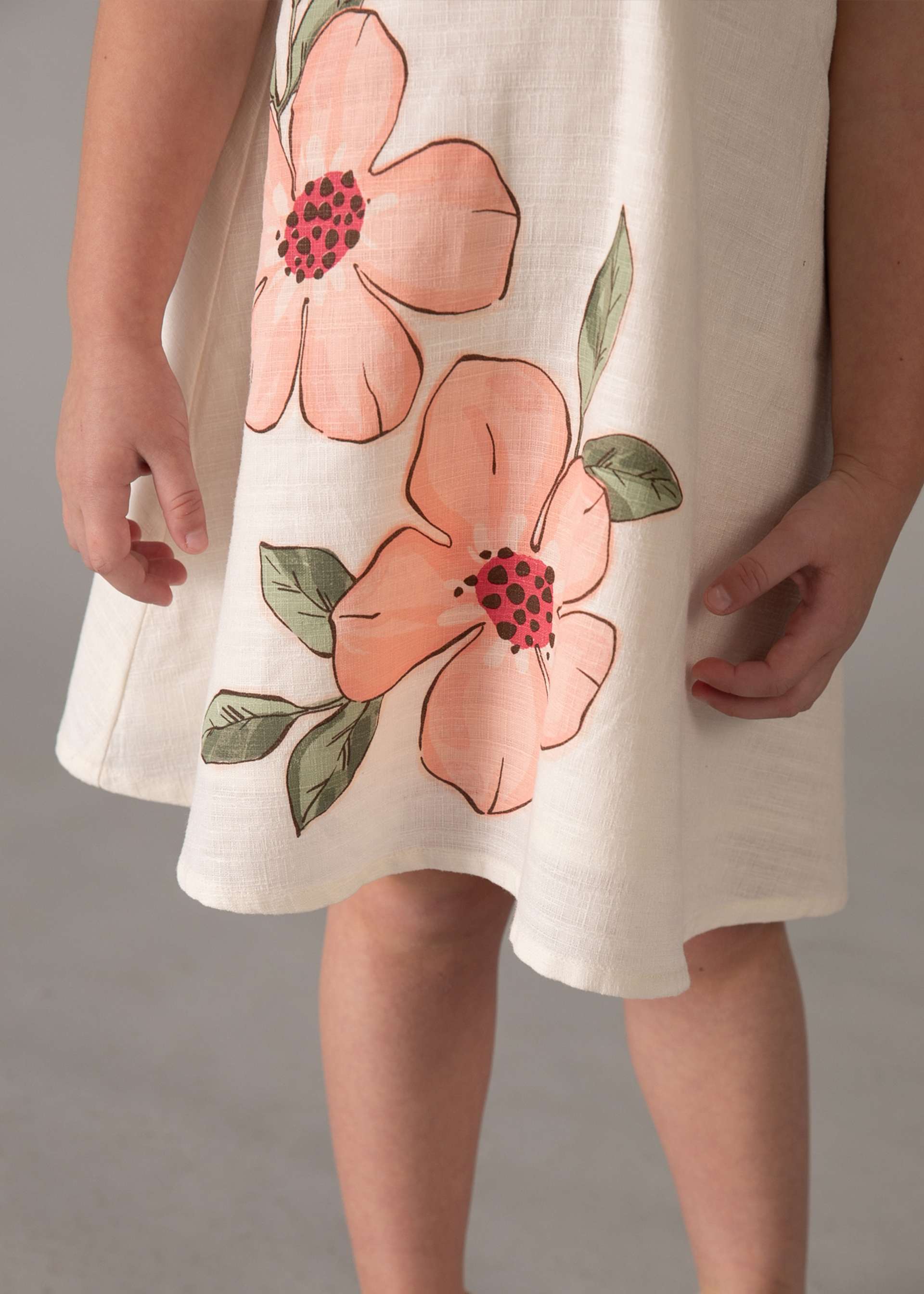 Robe à fleurs avec lin fille