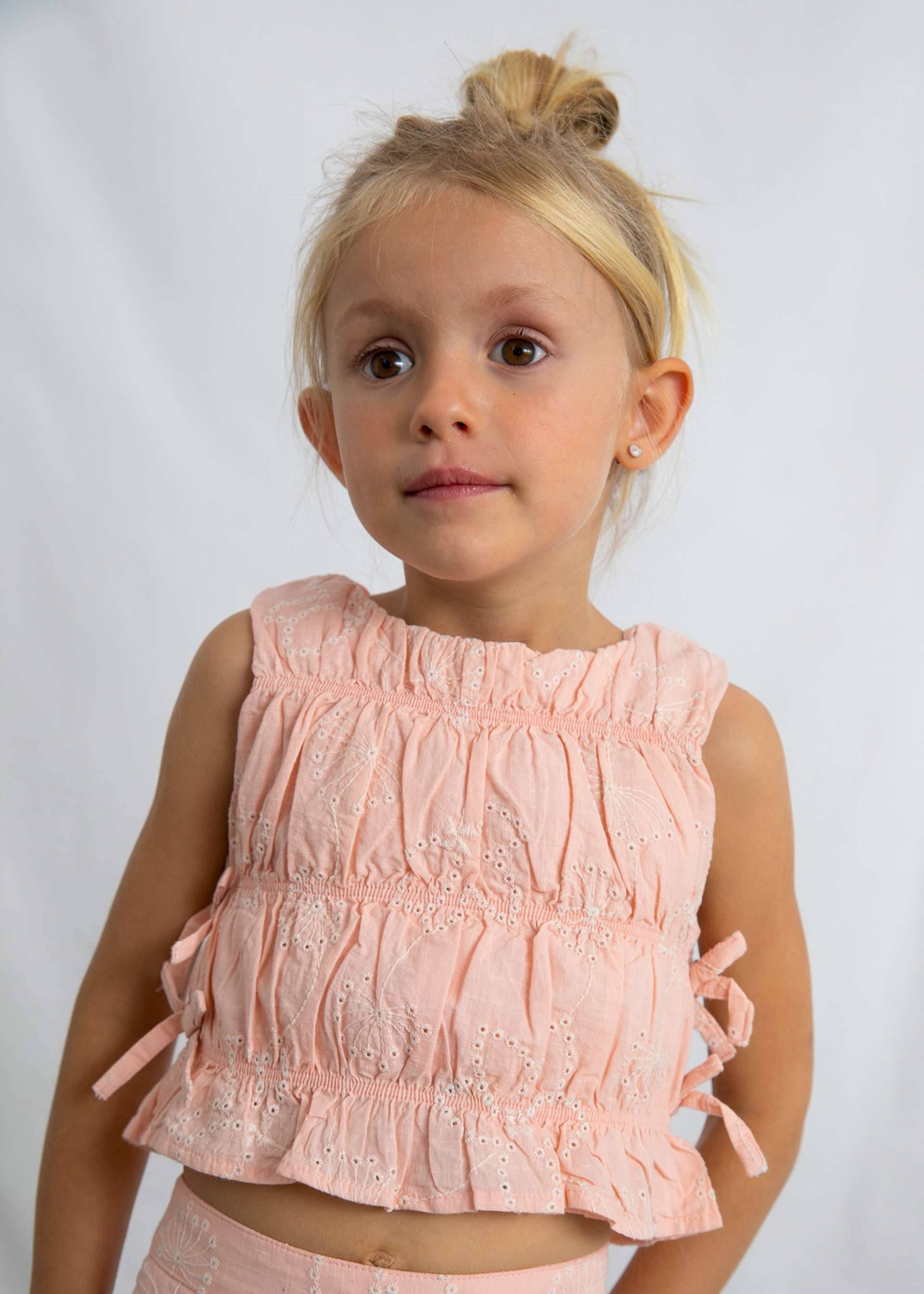 Long pants and gathered top set for girls